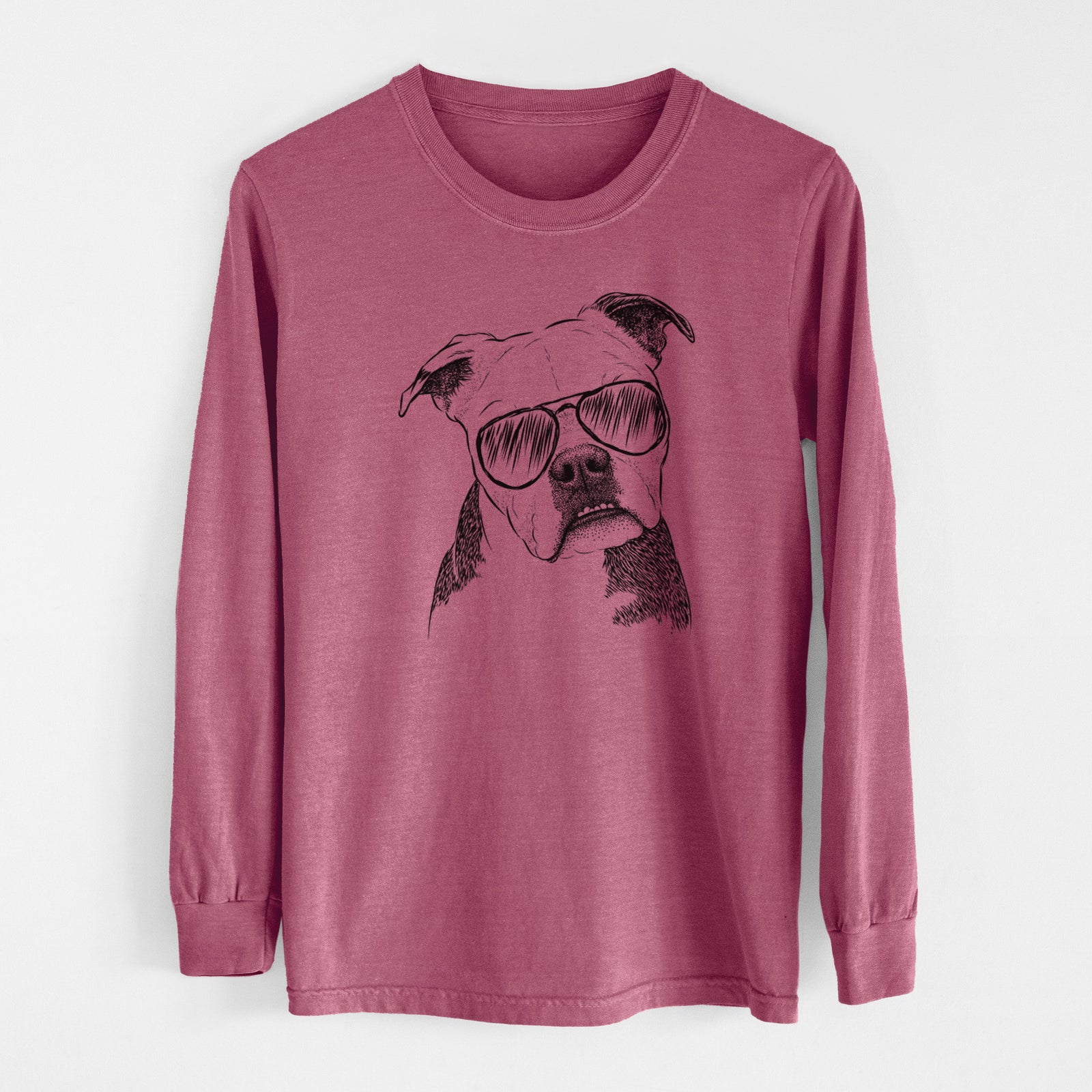 Aviator Aggy the Olde English Bulldogge - Men's Heavyweight 100% Cotton Long Sleeve