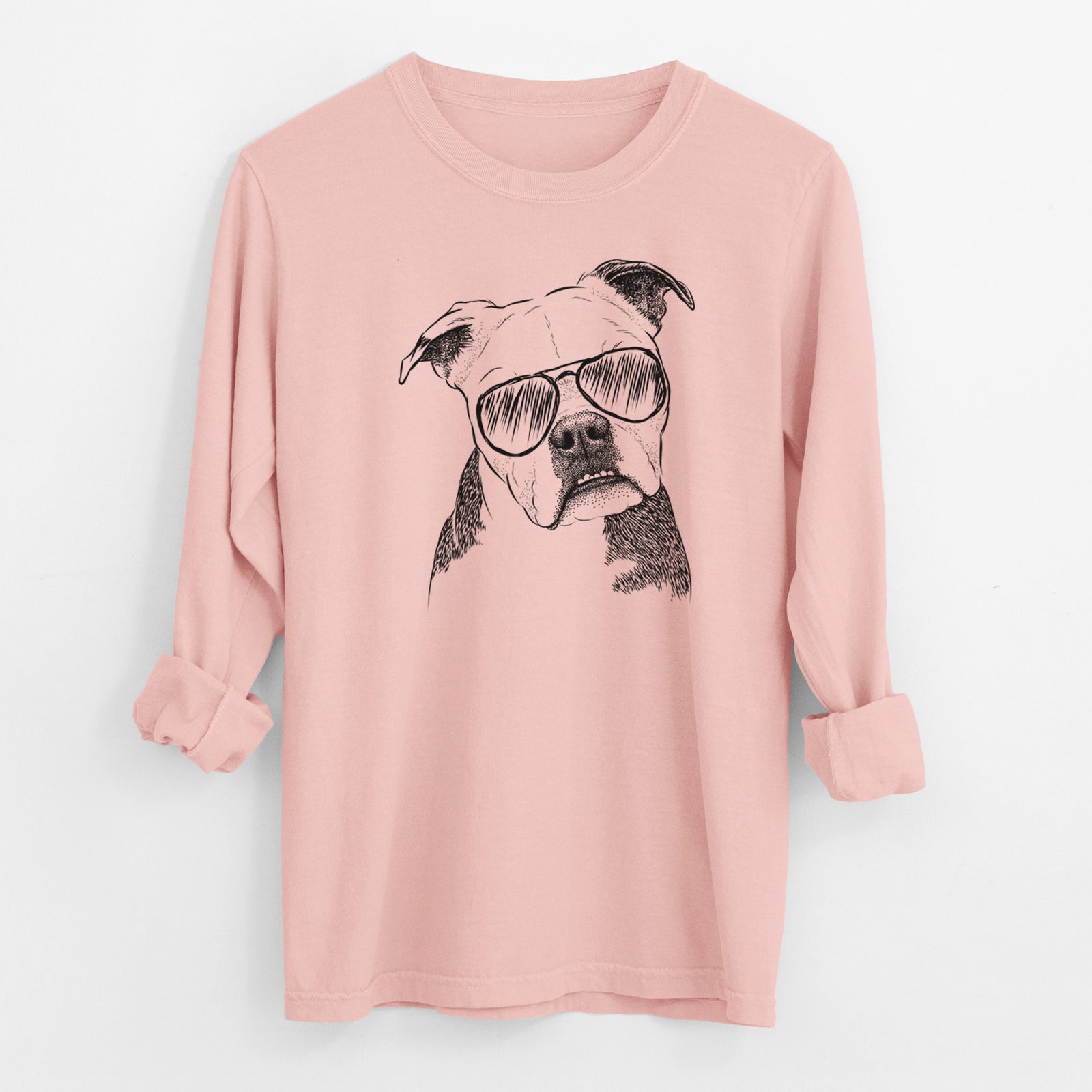 Aviator Aggy the Olde English Bulldogge - Men's Heavyweight 100% Cotton Long Sleeve