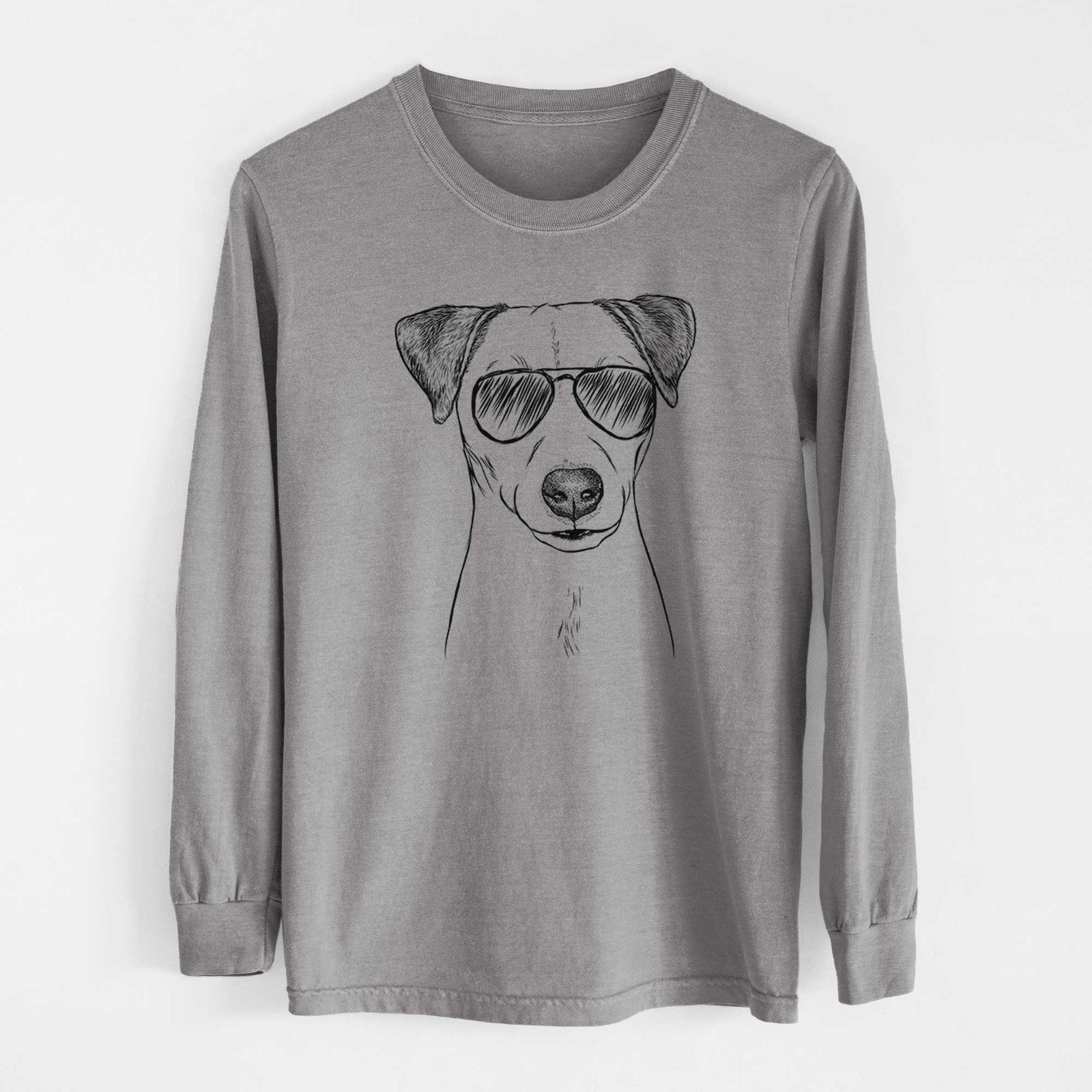 Aviator Ally the Jack Russell Terrier - Men's Heavyweight 100% Cotton Long Sleeve