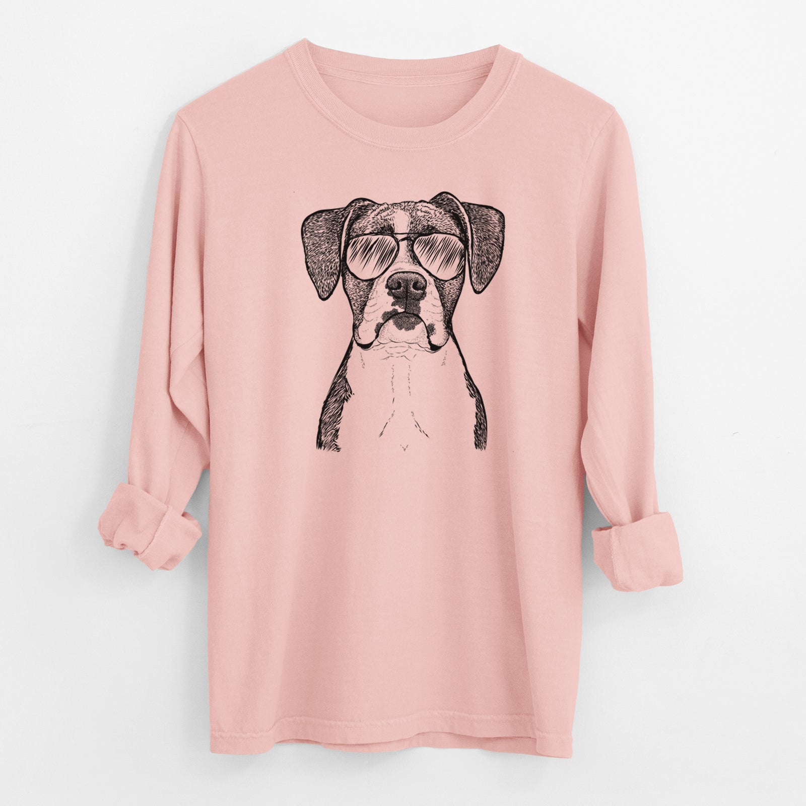 Aviator Annie the Boxer - Men's Heavyweight 100% Cotton Long Sleeve