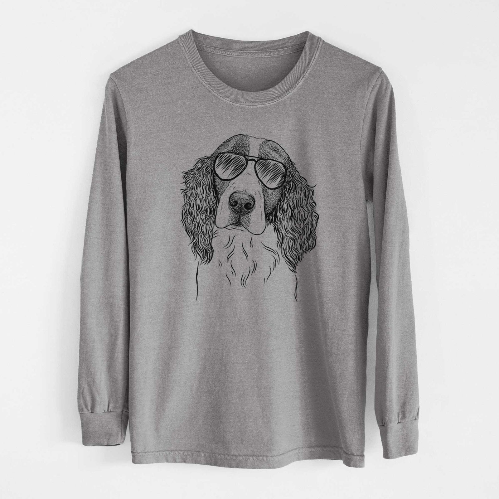 Aviator Annie the English Springer Spaniel - Men's Heavyweight 100% Cotton Long Sleeve