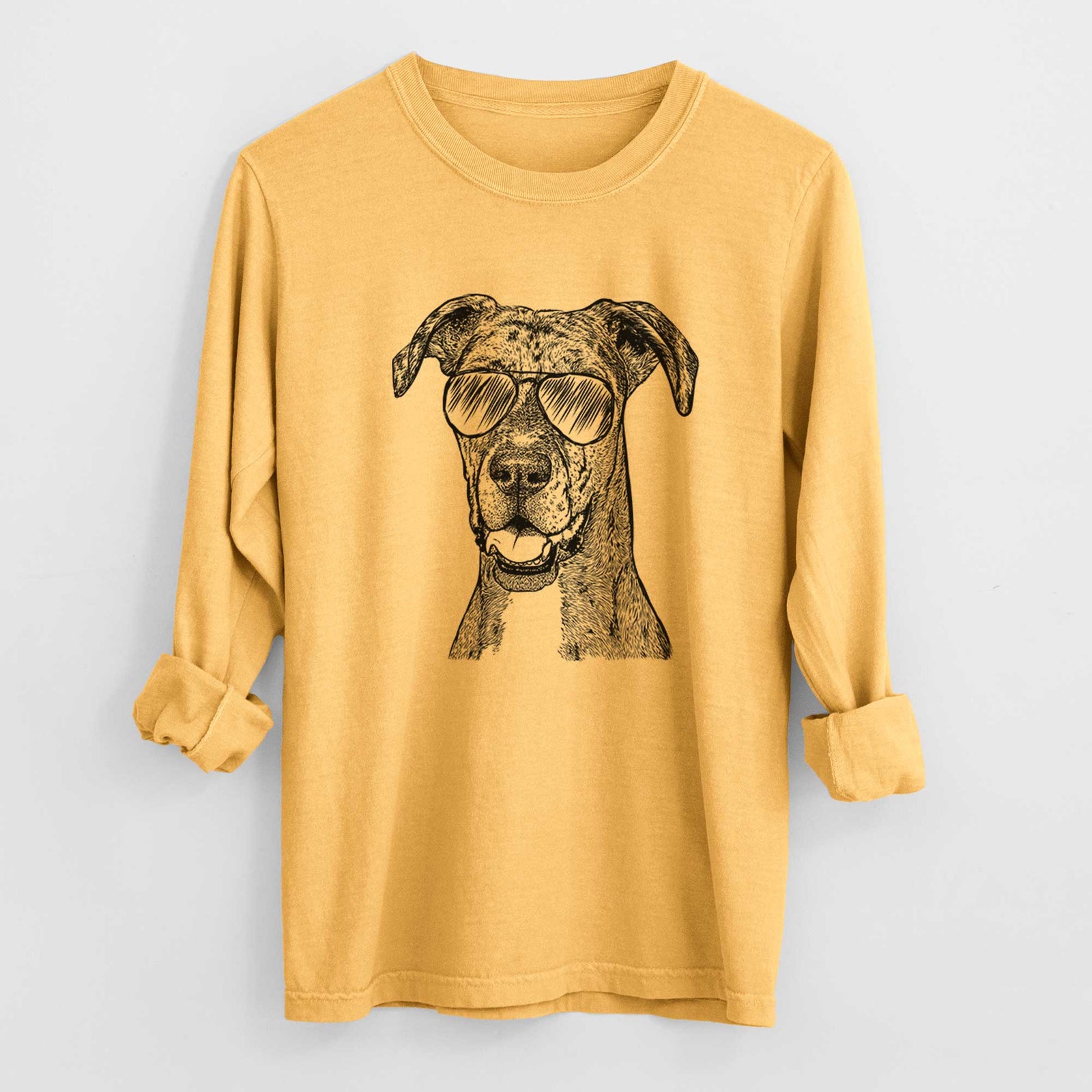 Aviator Athena the Merle Great Dane - Men's Heavyweight 100% Cotton Long Sleeve