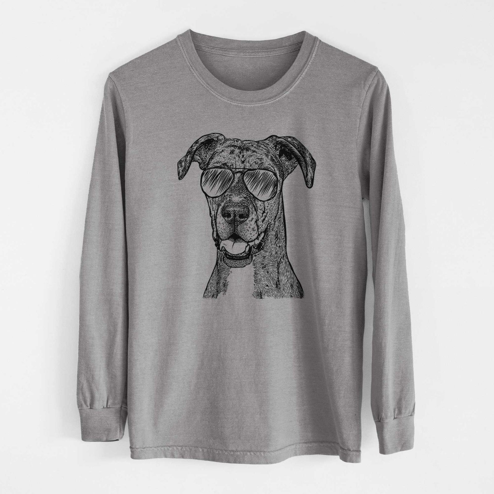 Aviator Athena the Merle Great Dane - Men's Heavyweight 100% Cotton Long Sleeve