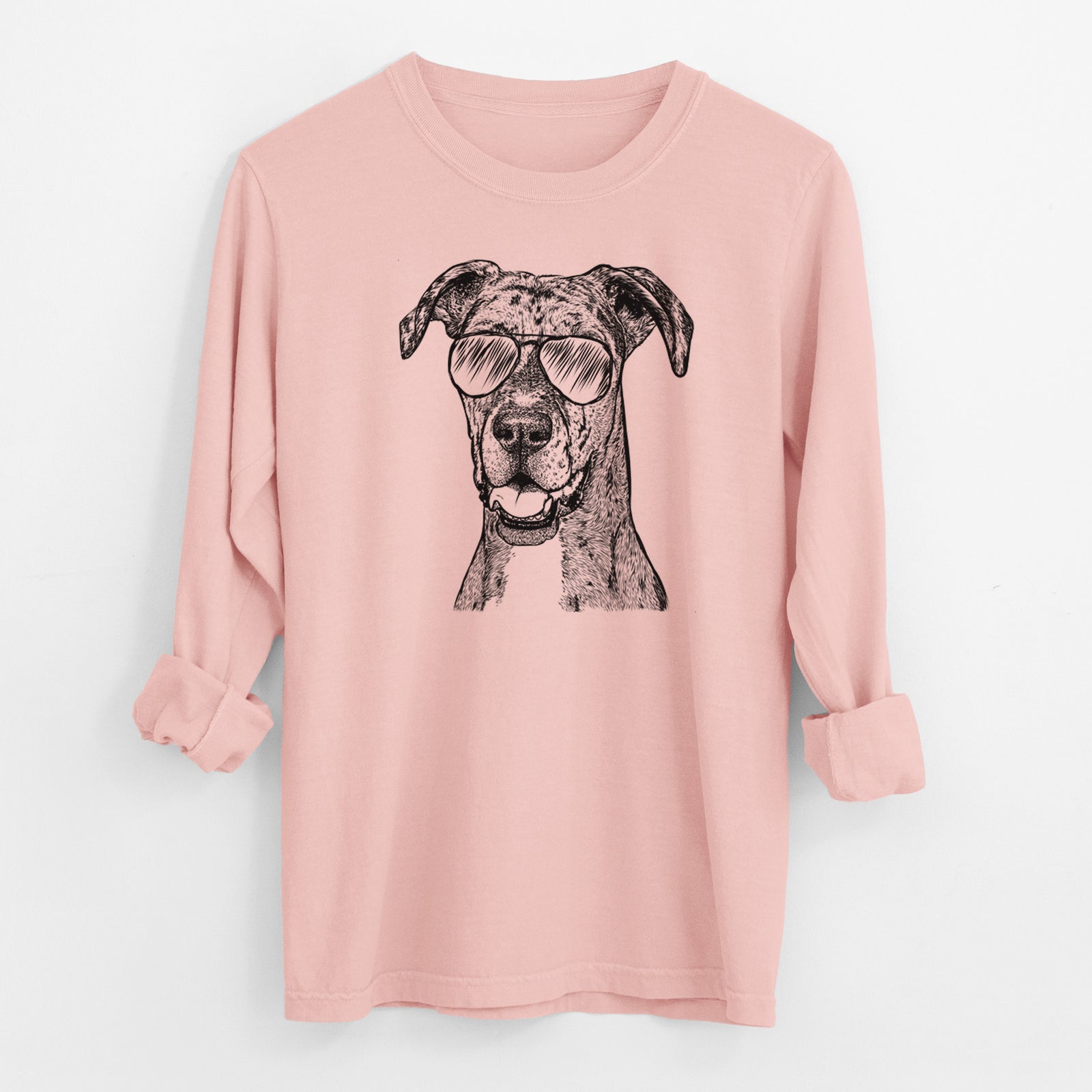 Aviator Athena the Merle Great Dane - Men's Heavyweight 100% Cotton Long Sleeve