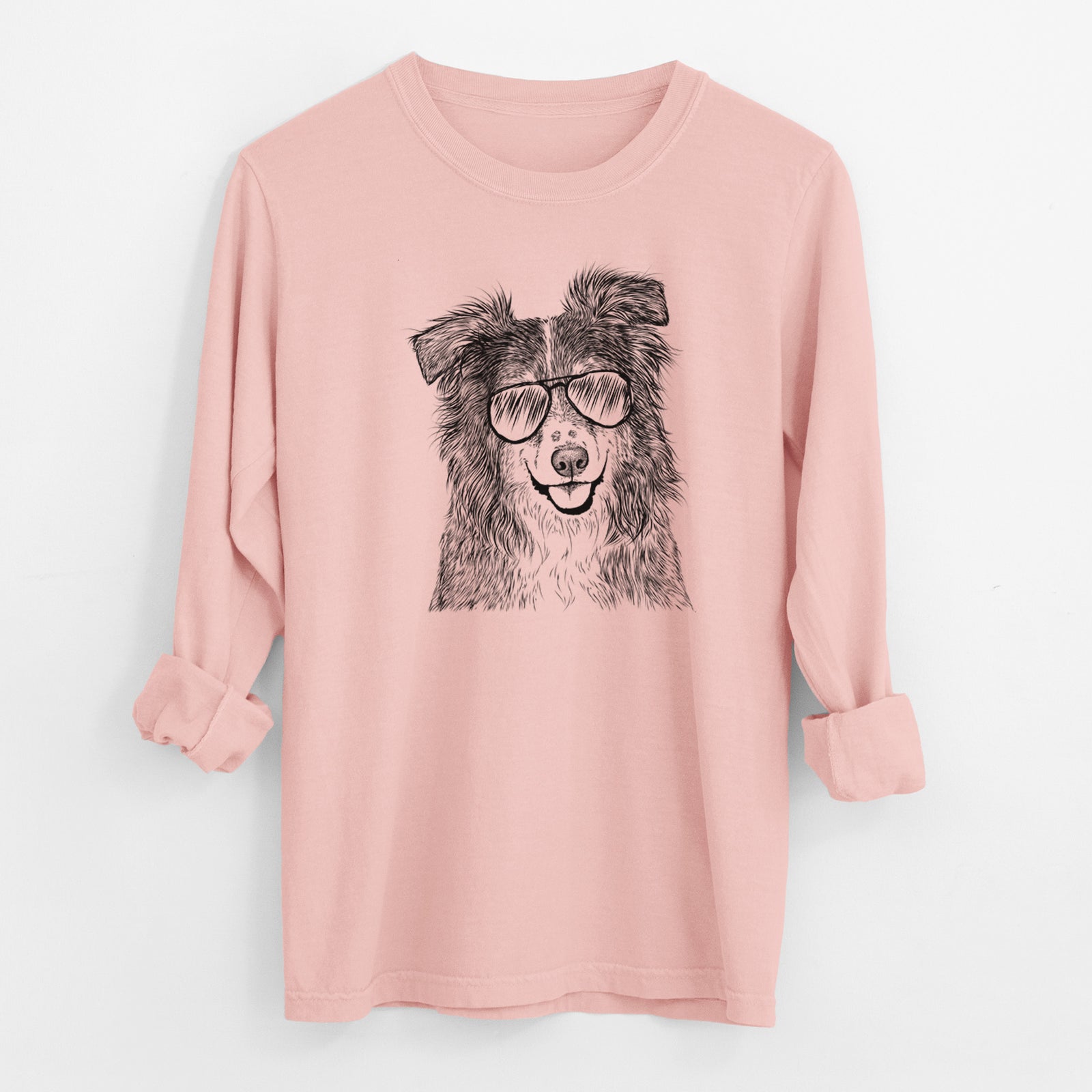 Aviator Aushe the Australian Shepherd - Men's Heavyweight 100% Cotton Long Sleeve