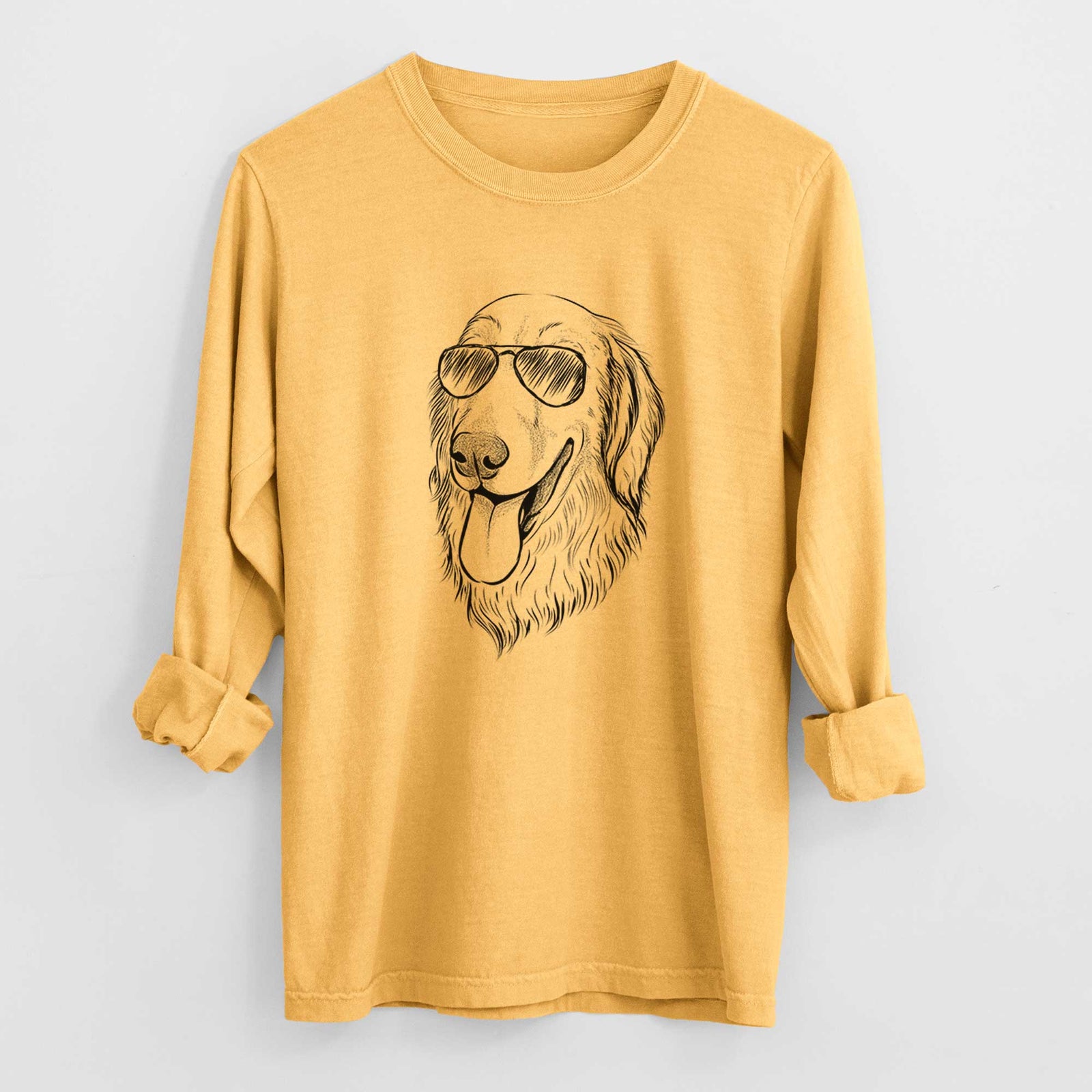 Aviator Bailey the Golden Retriever - Men's Heavyweight 100% Cotton Long Sleeve
