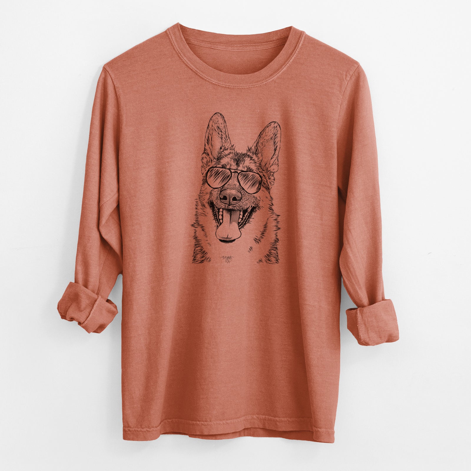 Aviator Benson the German Shepherd - Men's Heavyweight 100% Cotton Long Sleeve