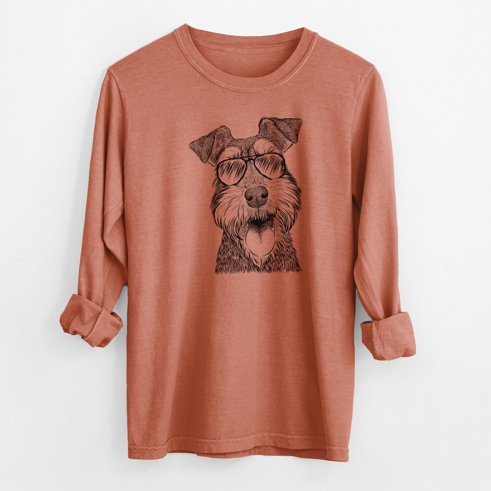 Aviator Bernadette the Mini Schnauzer - Men's Heavyweight 100% Cotton Long Sleeve