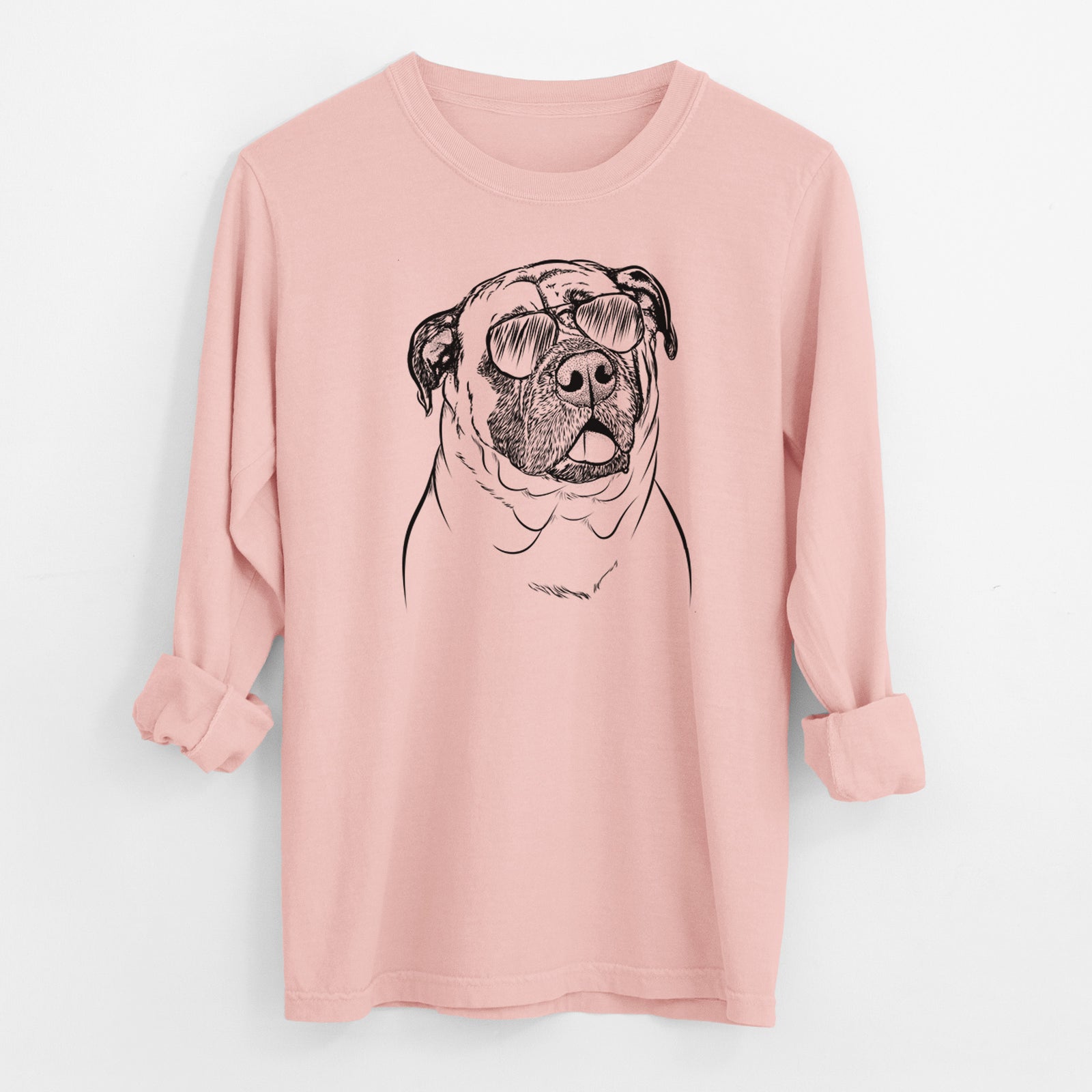 Aviator Big P the English Mastiff - Men's Heavyweight 100% Cotton Long Sleeve