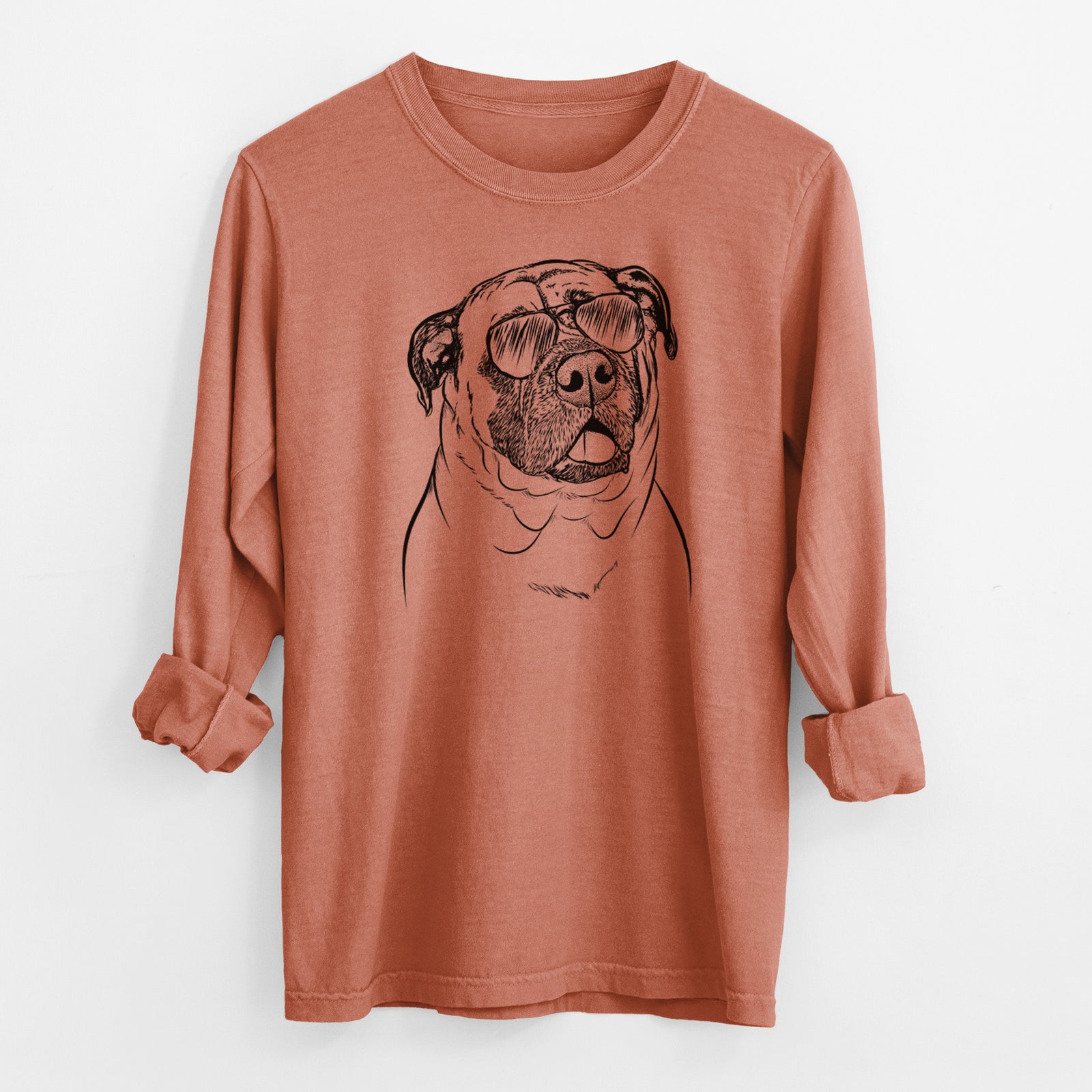 Aviator Big P the English Mastiff - Men's Heavyweight 100% Cotton Long Sleeve