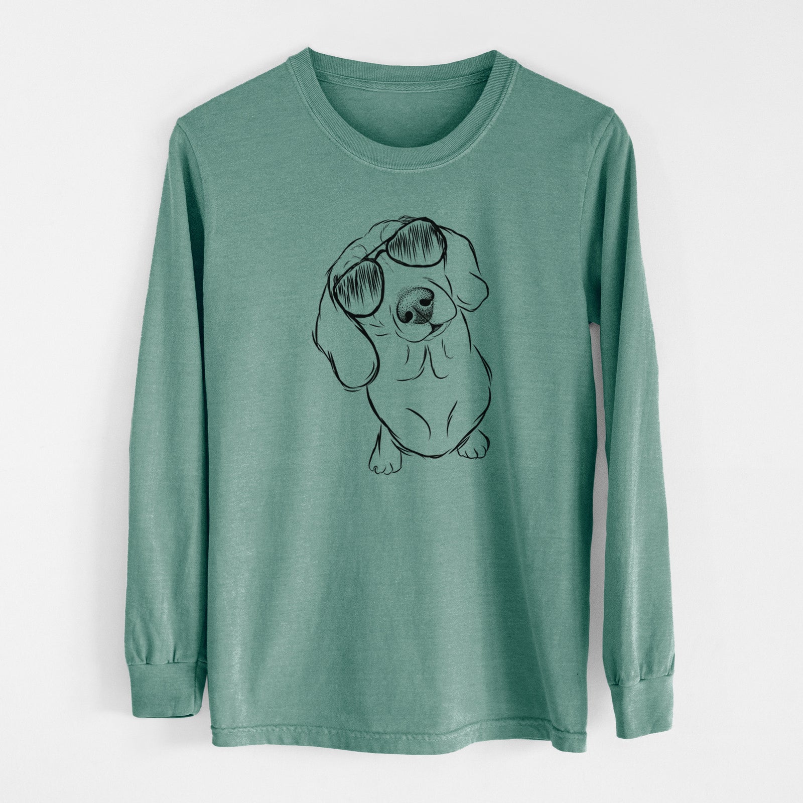 Aviator Bill the Dachshund - Men's Heavyweight 100% Cotton Long Sleeve
