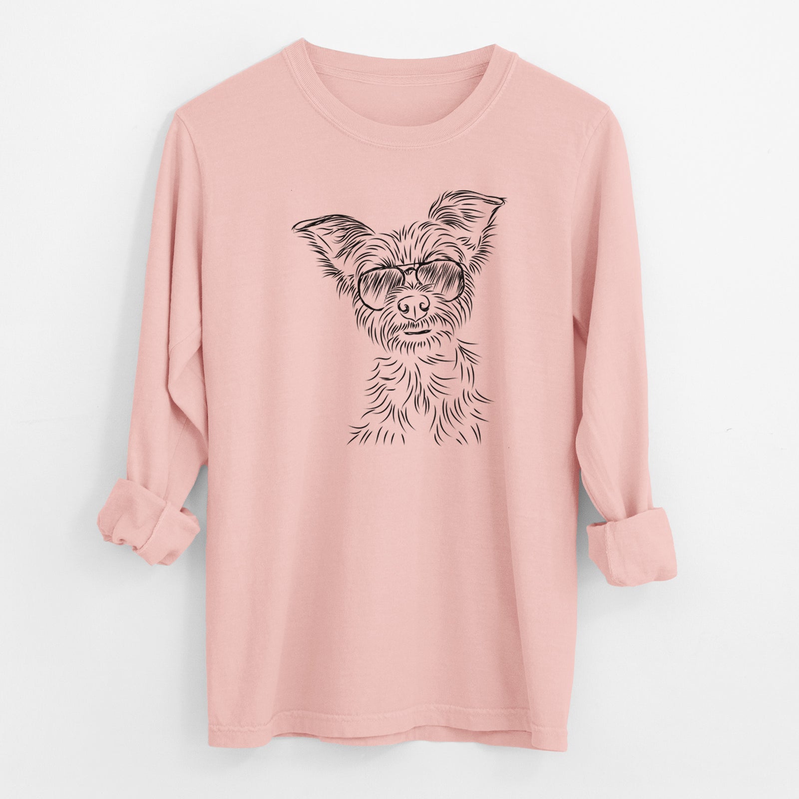 Aviator Bingo the Yorkshire Terrier - Men's Heavyweight 100% Cotton Long Sleeve