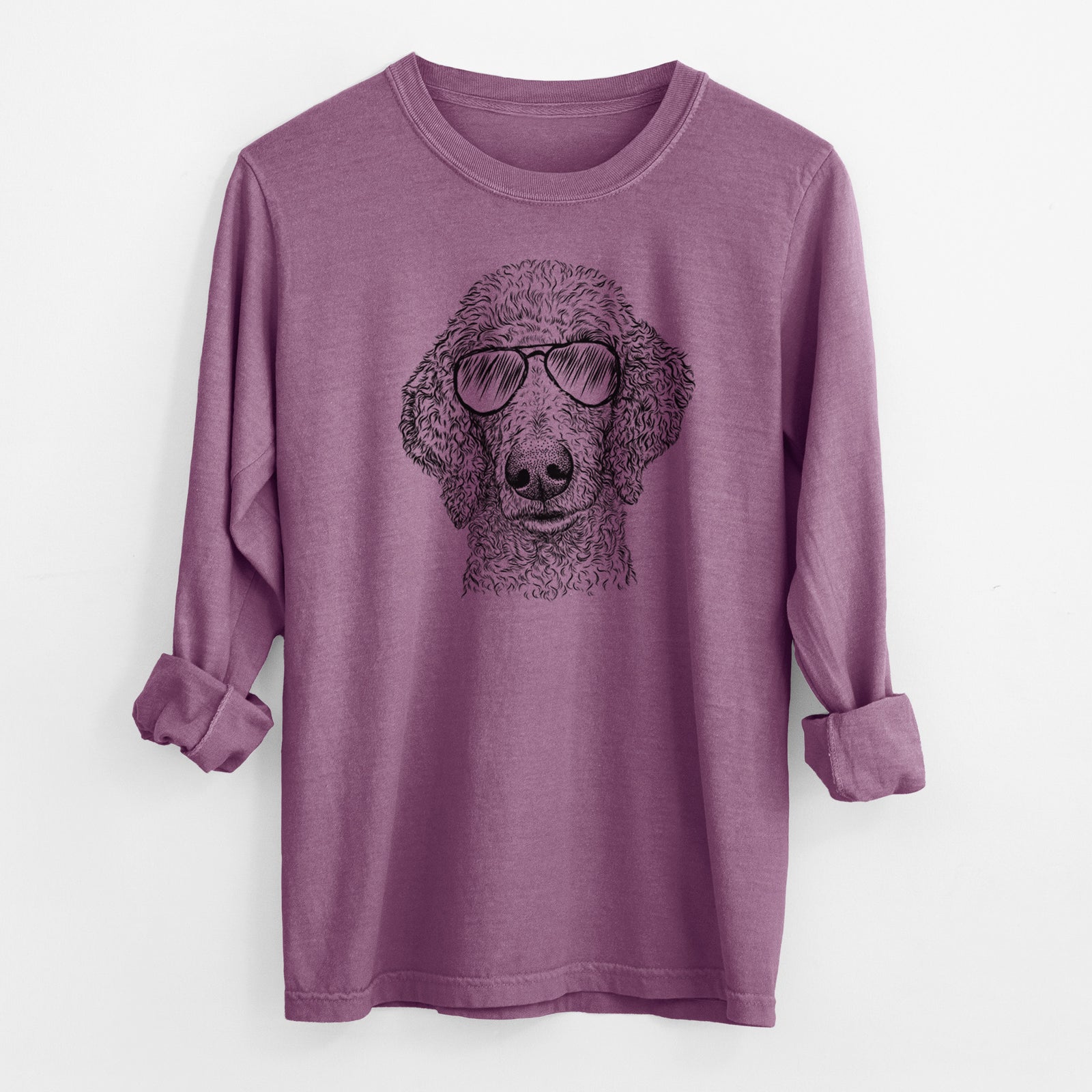 Aviator Blossom the Poodle - Men's Heavyweight 100% Cotton Long Sleeve