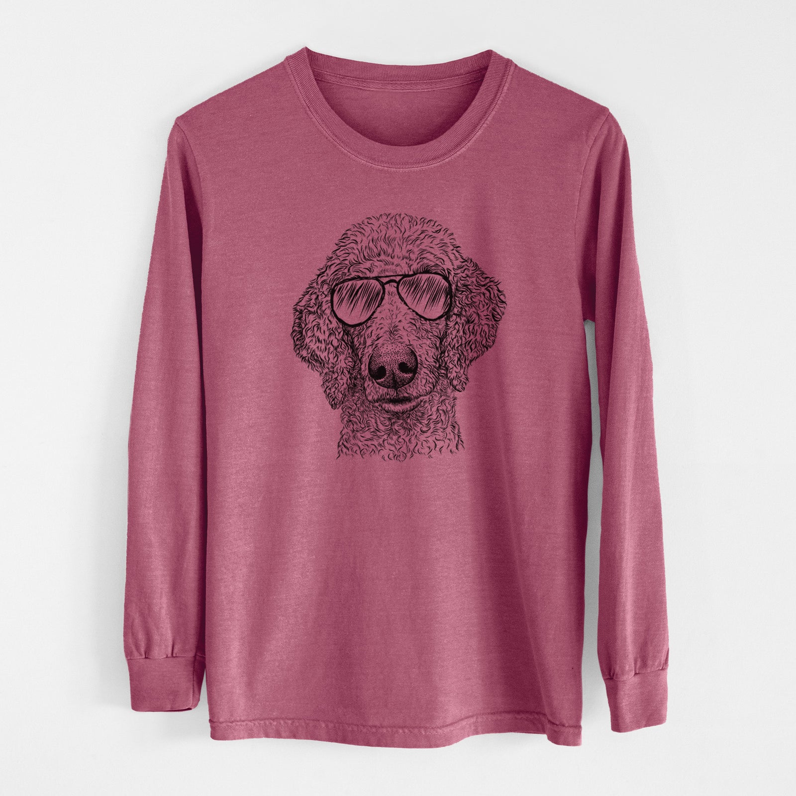 Aviator Blossom the Poodle - Men's Heavyweight 100% Cotton Long Sleeve