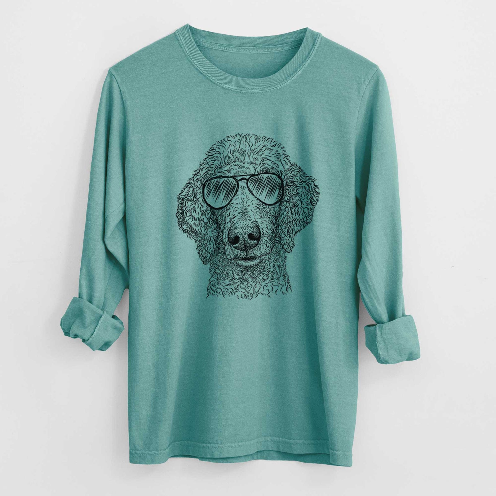 Aviator Blossom the Poodle - Men's Heavyweight 100% Cotton Long Sleeve