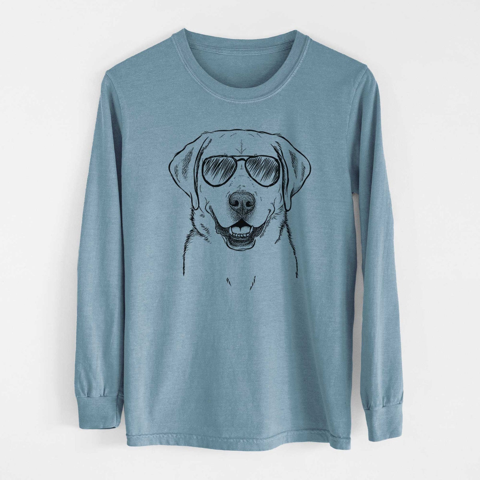 Aviator Booney the Labrador Retriever - Men's Heavyweight 100% Cotton Long Sleeve