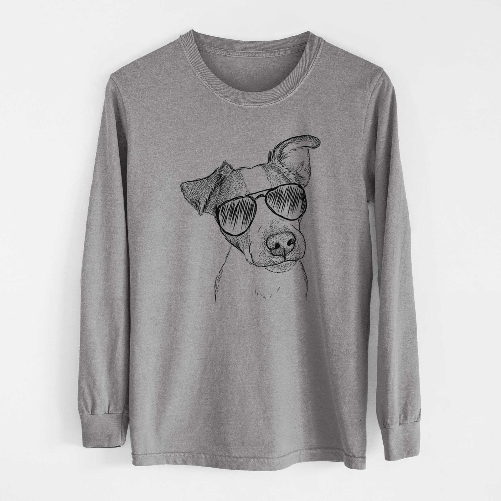 Aviator Bosse the Jack Russell Terrier - Men's Heavyweight 100% Cotton Long Sleeve