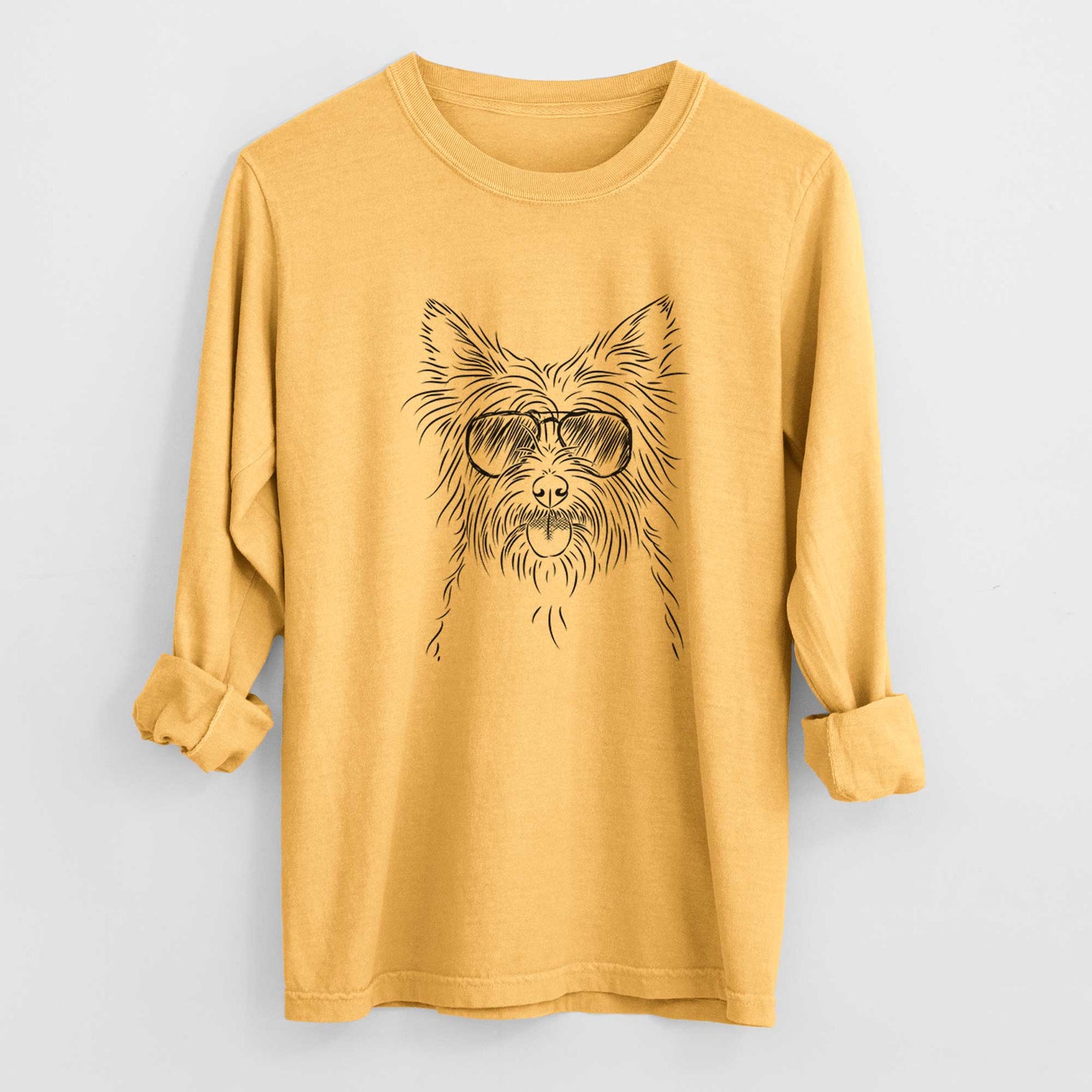 Aviator Calum the Cairn Terrier - Men's Heavyweight 100% Cotton Long Sleeve