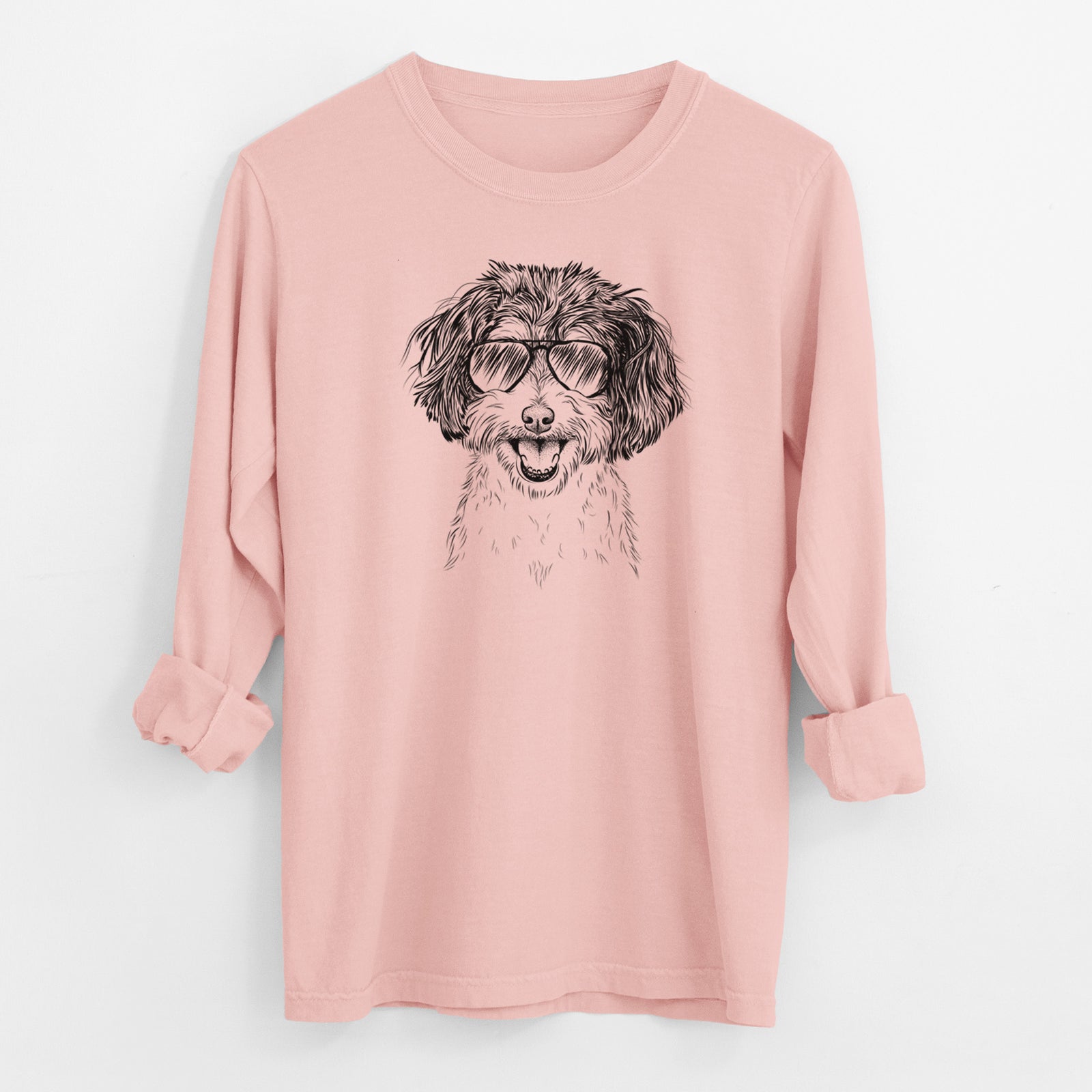 Aviator Carlos the Cavapoo - Men's Heavyweight 100% Cotton Long Sleeve