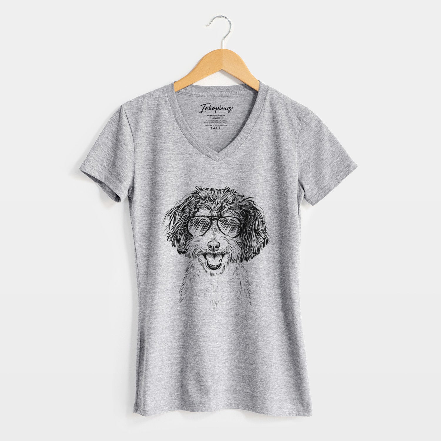 Aviator Carlos the Cavapoo - Women's V-neck Shirt