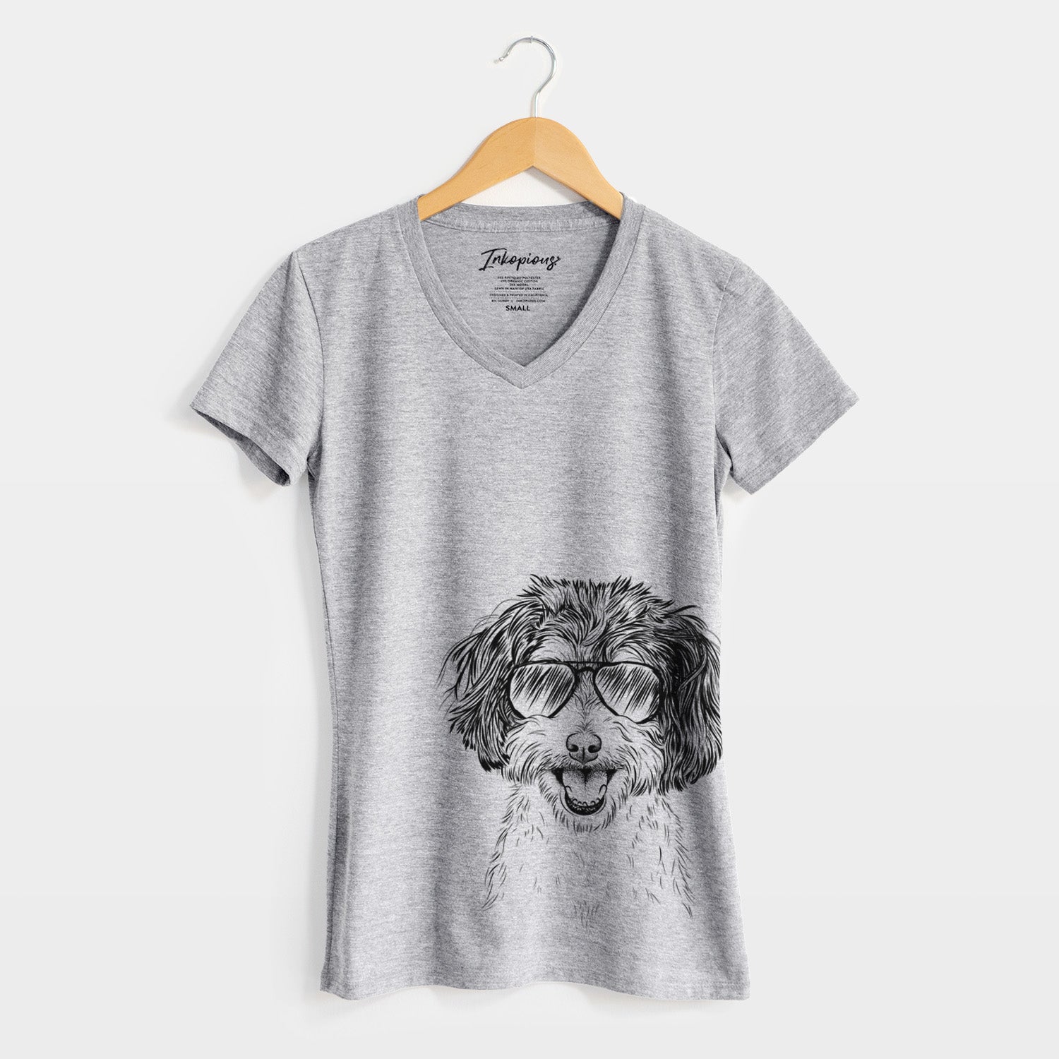 Aviator Carlos the Cavapoo - Women's V-neck Shirt