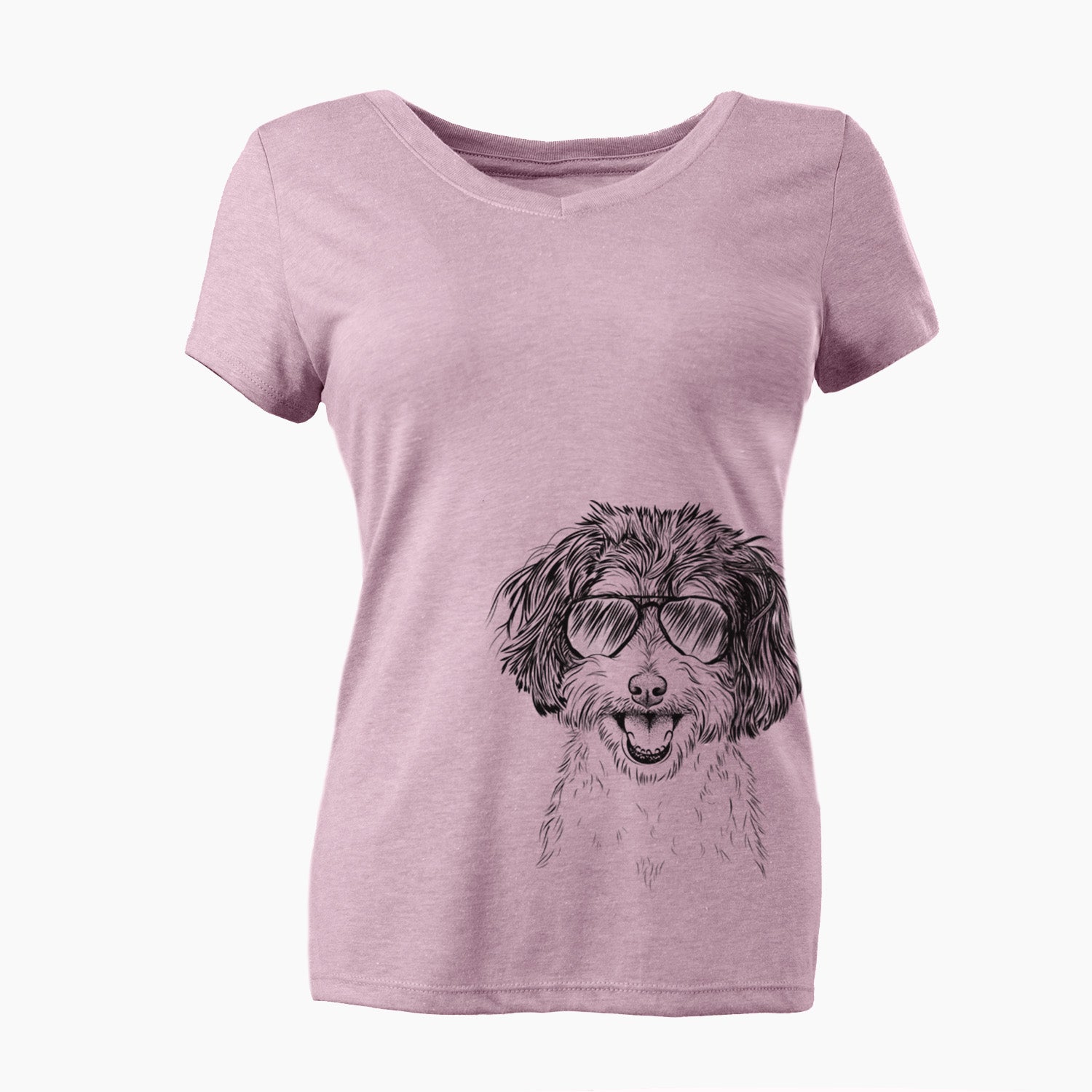 Aviator Carlos the Cavapoo - Women's V-neck Shirt