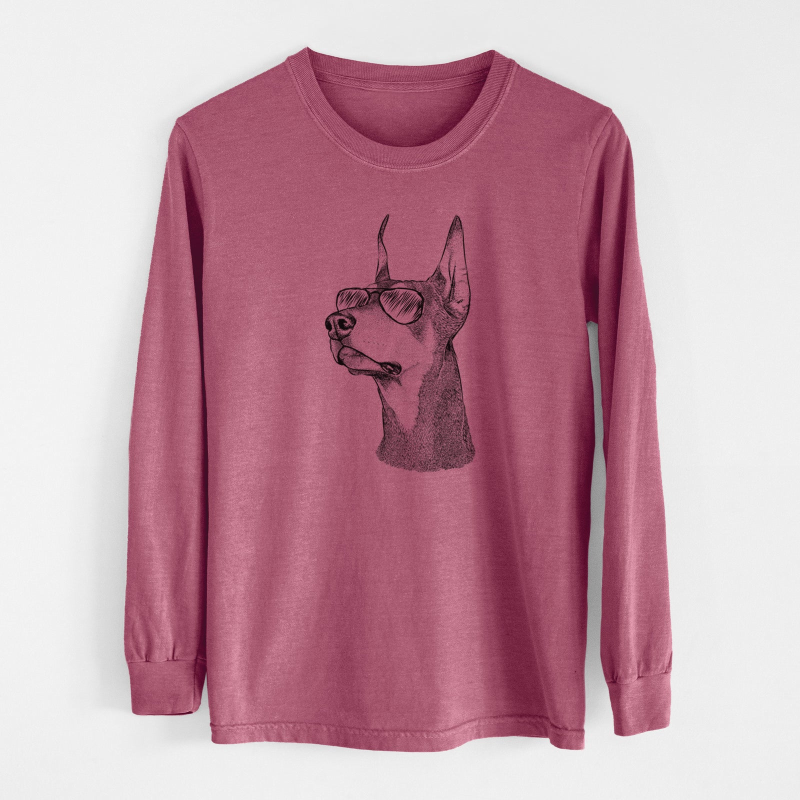 Aviator Cenza the Doberman Pinscher - Men's Heavyweight 100% Cotton Long Sleeve