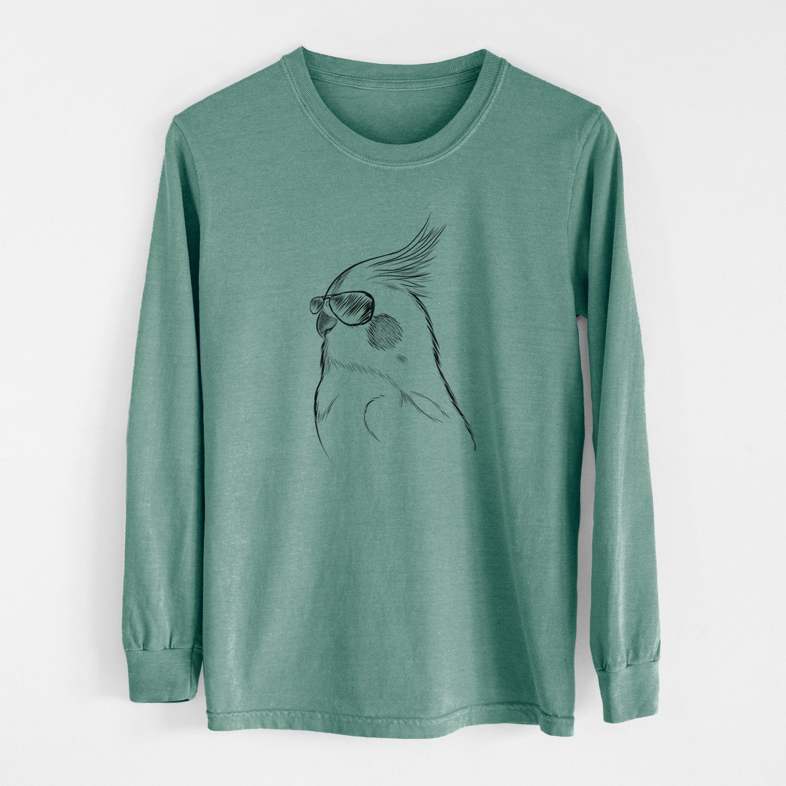 Aviator Charlie the Cockatiel - Men's Heavyweight 100% Cotton Long Sleeve