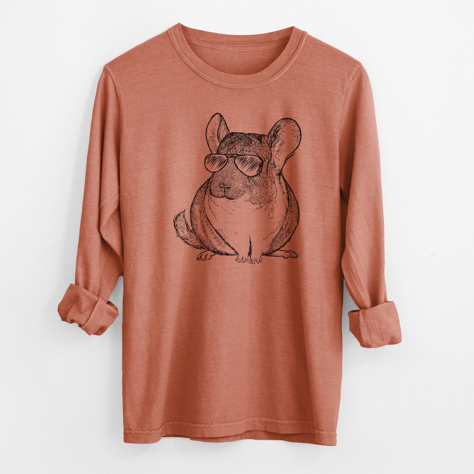 Aviator Cheddar the Chinchilla - Men's Heavyweight 100% Cotton Long Sleeve