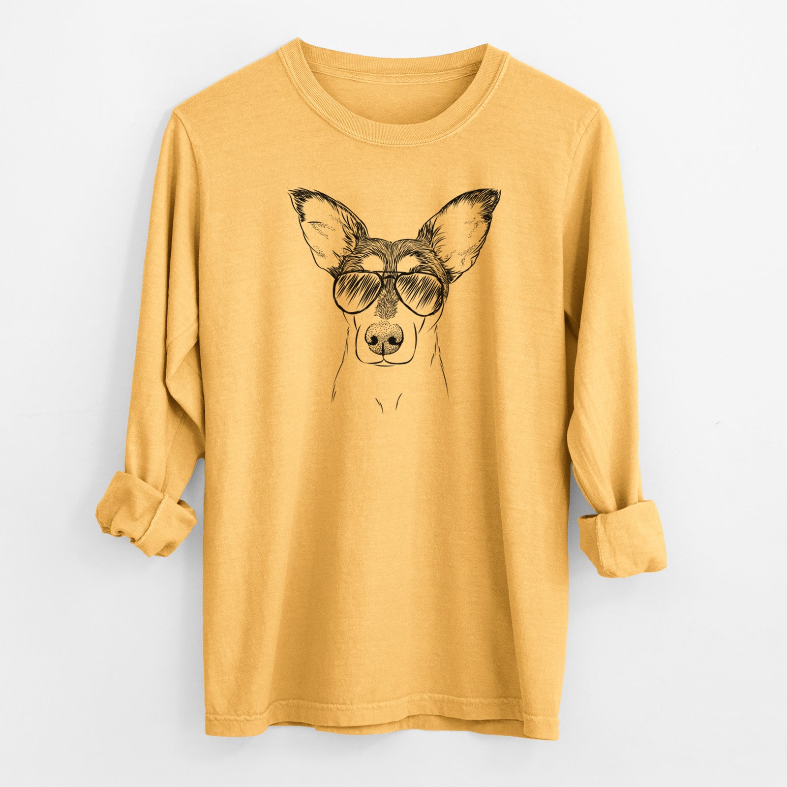 Aviator Chloe the Doxie Mix - Men's Heavyweight 100% Cotton Long Sleeve