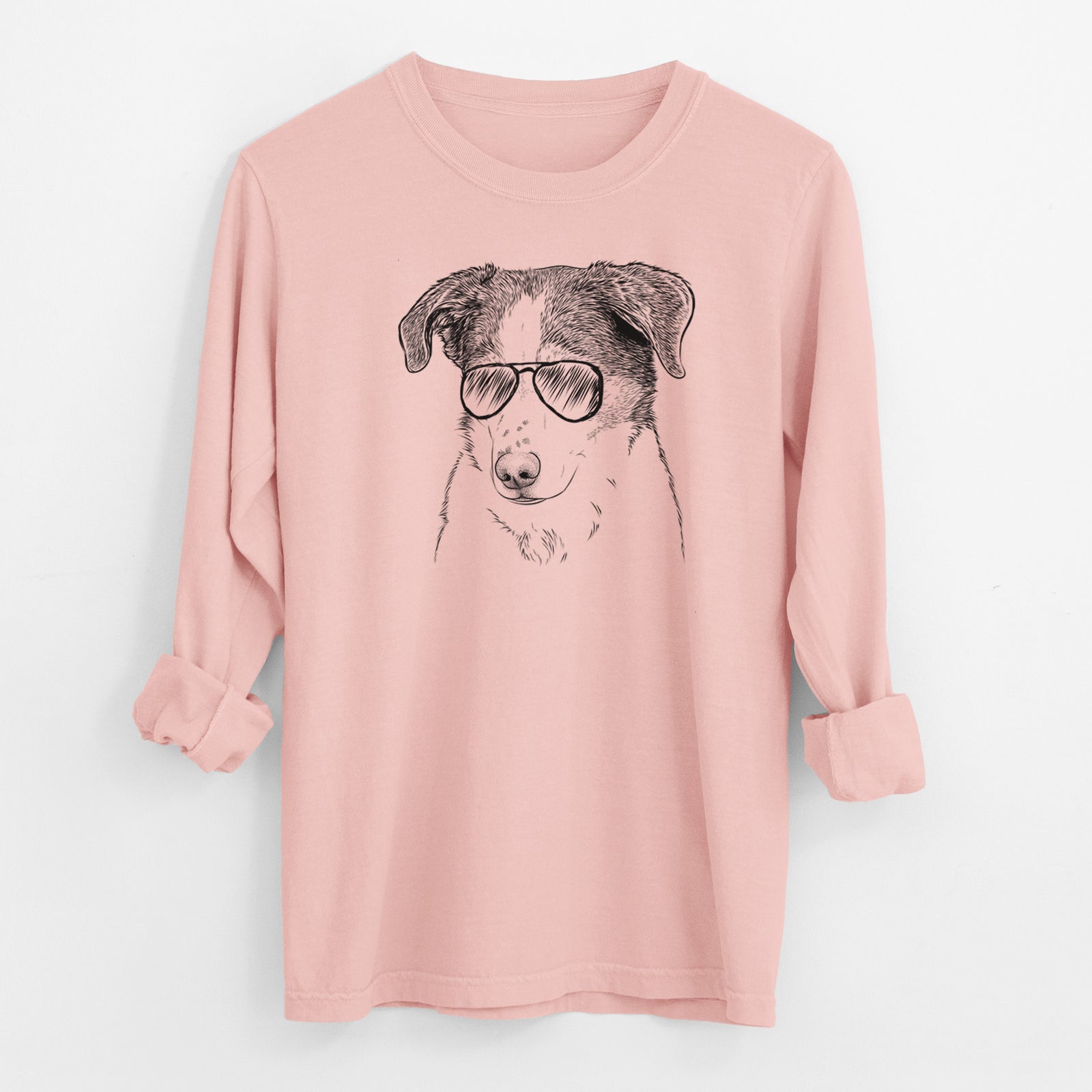 Aviator Coco the Beagle Mix - Men's Heavyweight 100% Cotton Long Sleeve