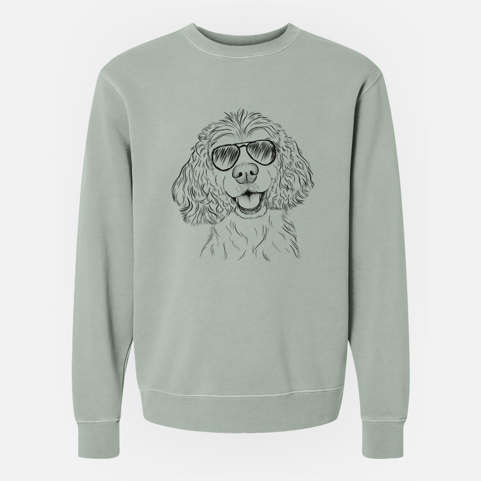 Aviator Cricket the American Cocker Spaniel - Unisex Pigment Dyed Crew Sweatshirt