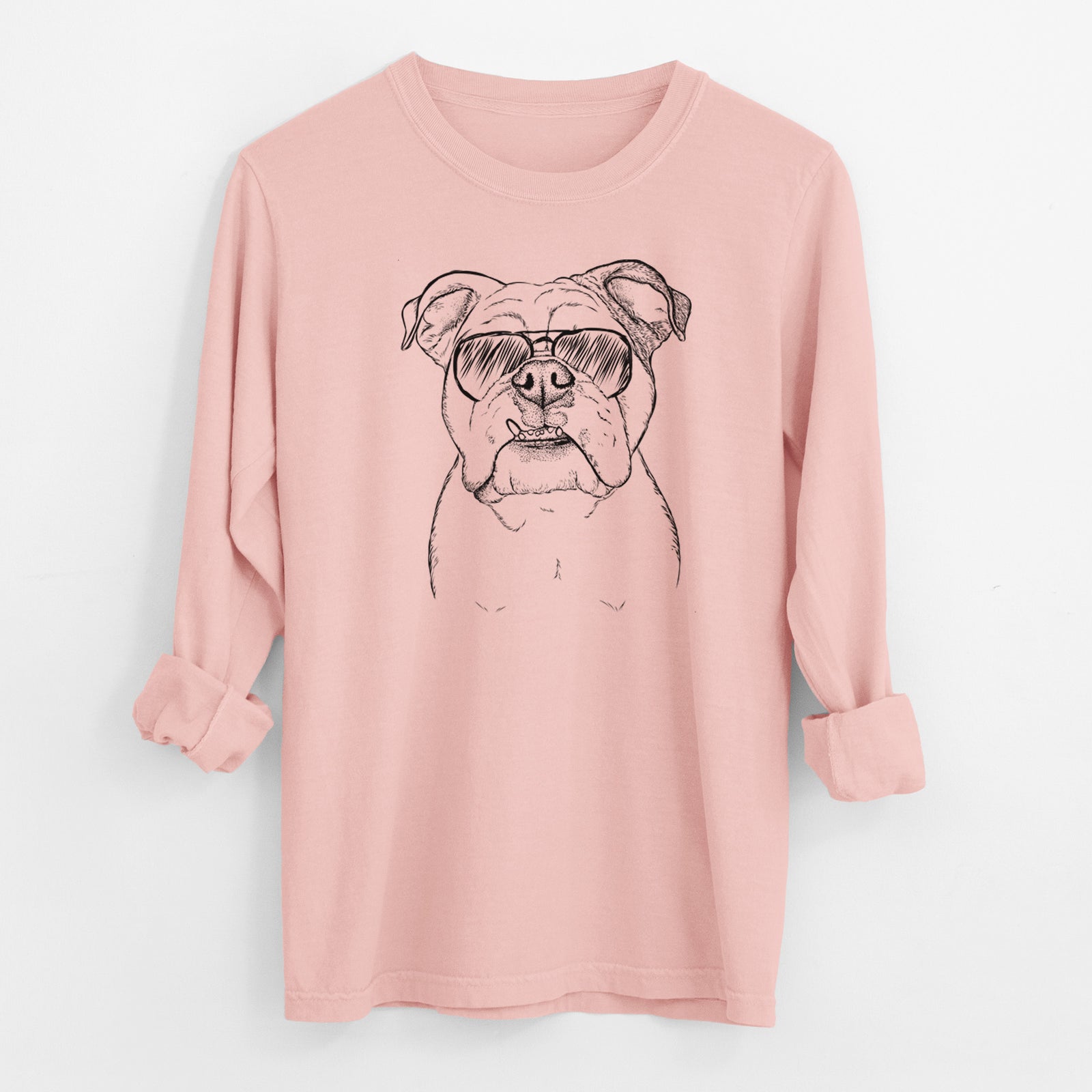 Aviator Dazy the English Bulldog - Men's Heavyweight 100% Cotton Long Sleeve