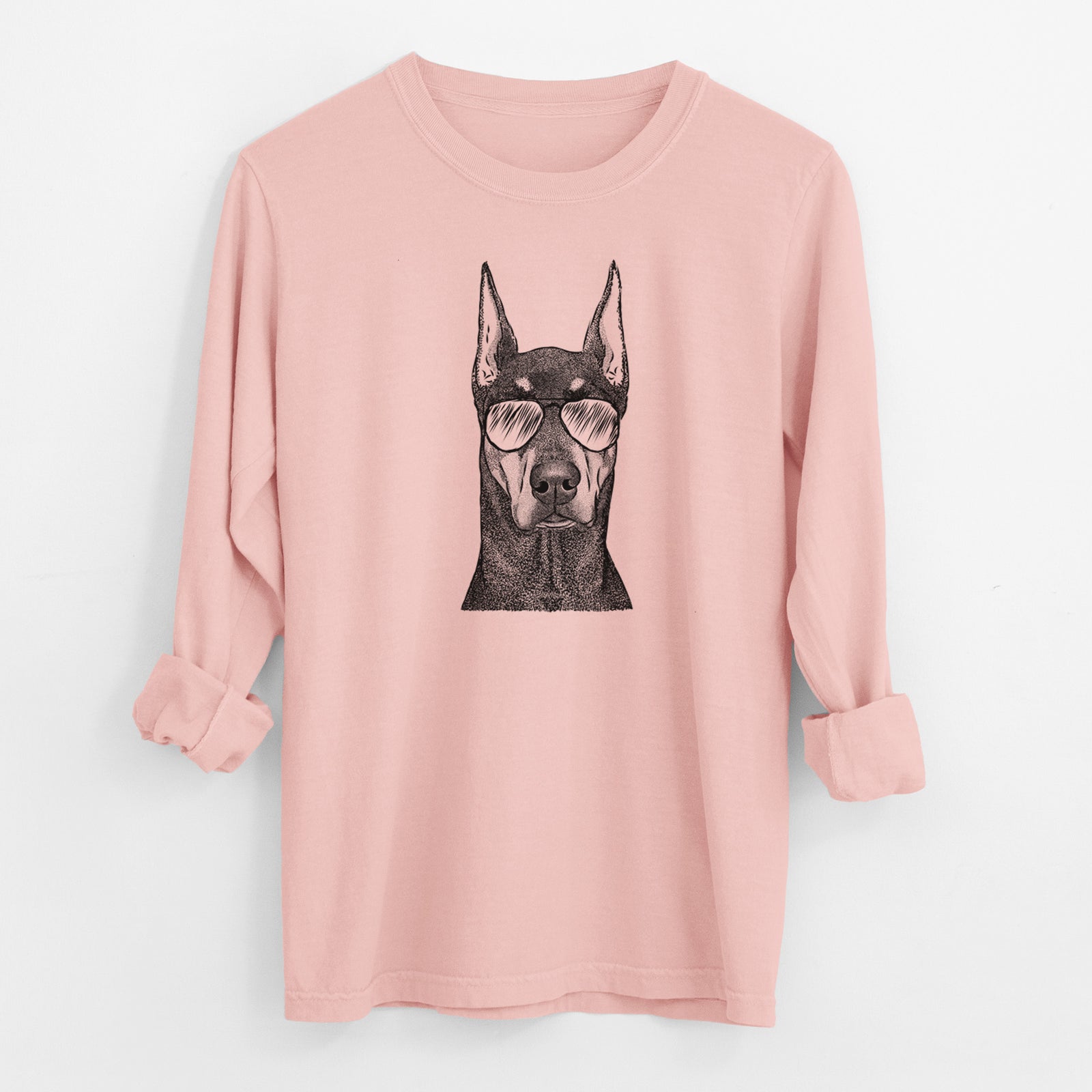Aviator Drake the Doberman Pinscher - Men's Heavyweight 100% Cotton Long Sleeve