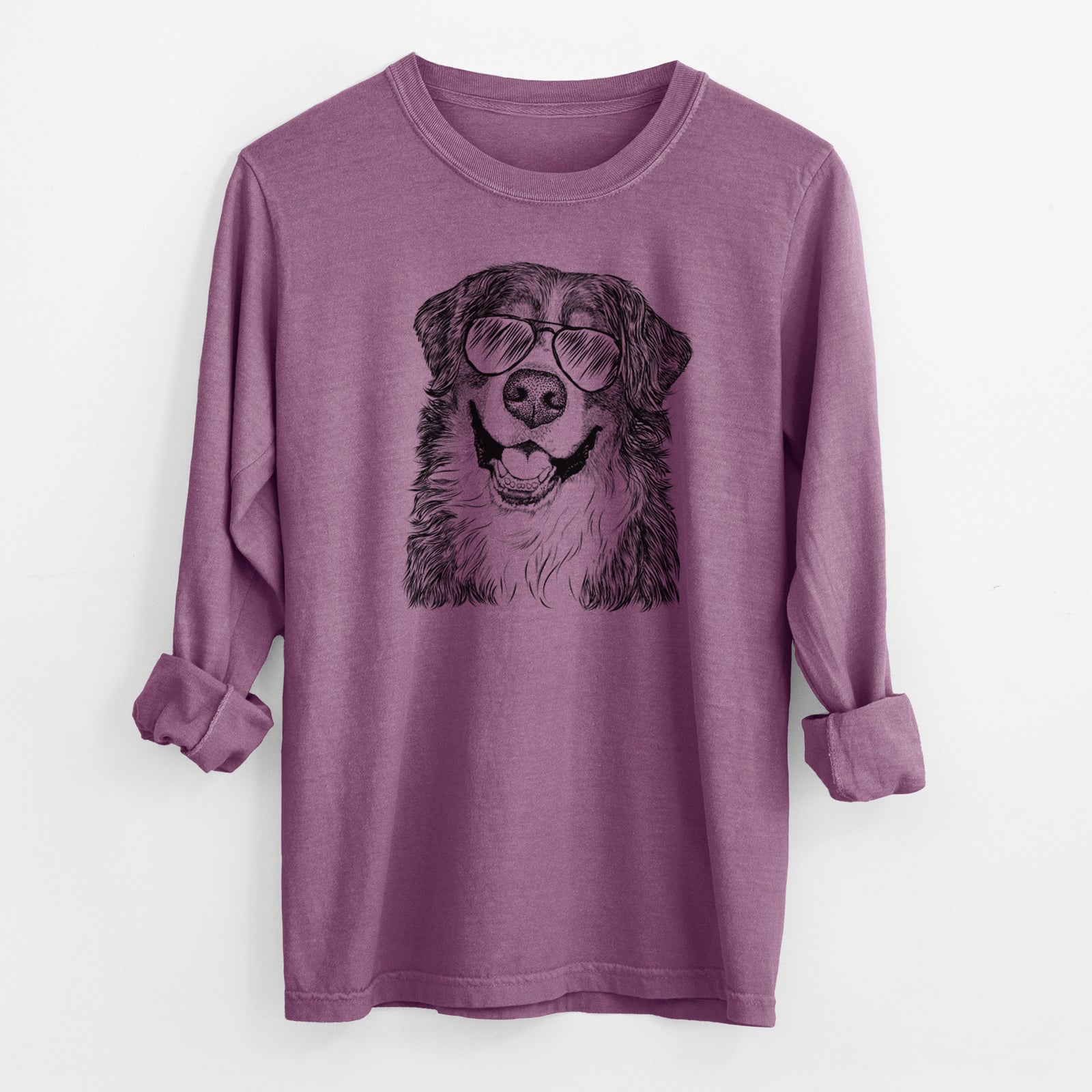 Aviator Eiger the Bernese Mountain Dog - Men's Heavyweight 100% Cotton Long Sleeve