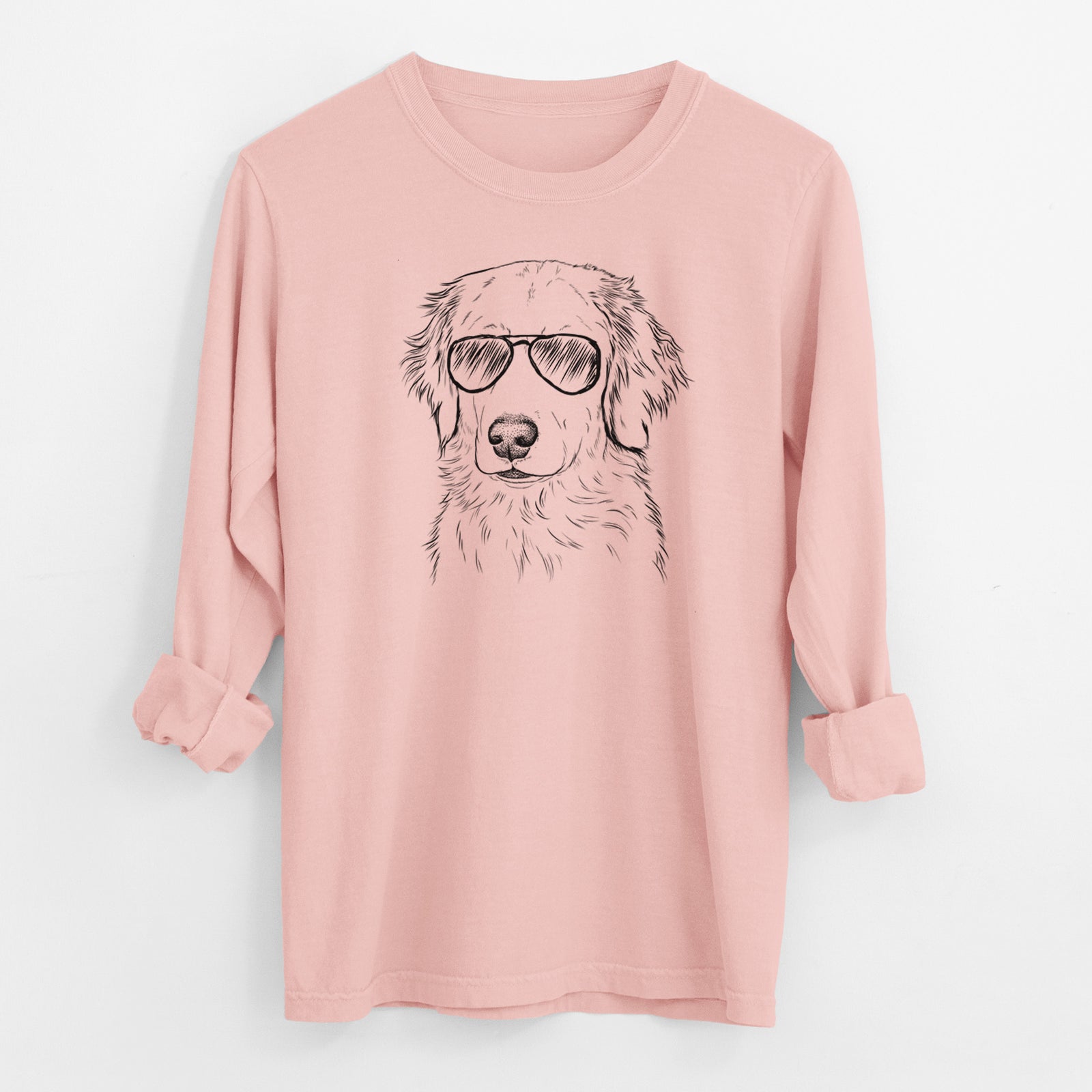 Aviator Eli the Golden Retriever - Men's Heavyweight 100% Cotton Long Sleeve