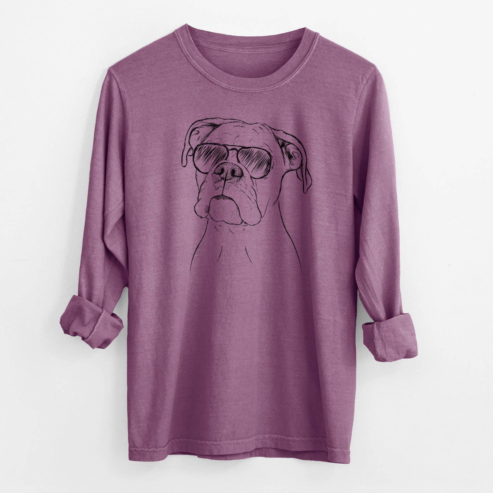 Aviator Ellie the Boxer - Men's Heavyweight 100% Cotton Long Sleeve