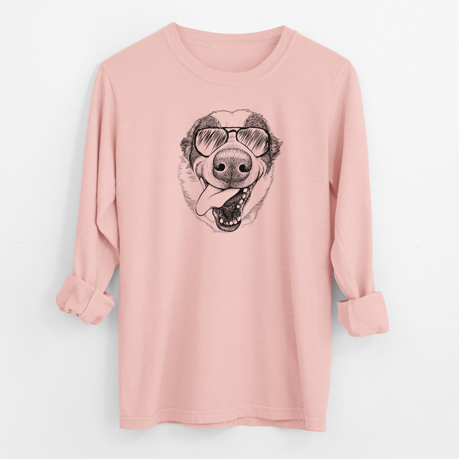 Aviator Elwood the Border Collie - Men's Heavyweight 100% Cotton Long Sleeve