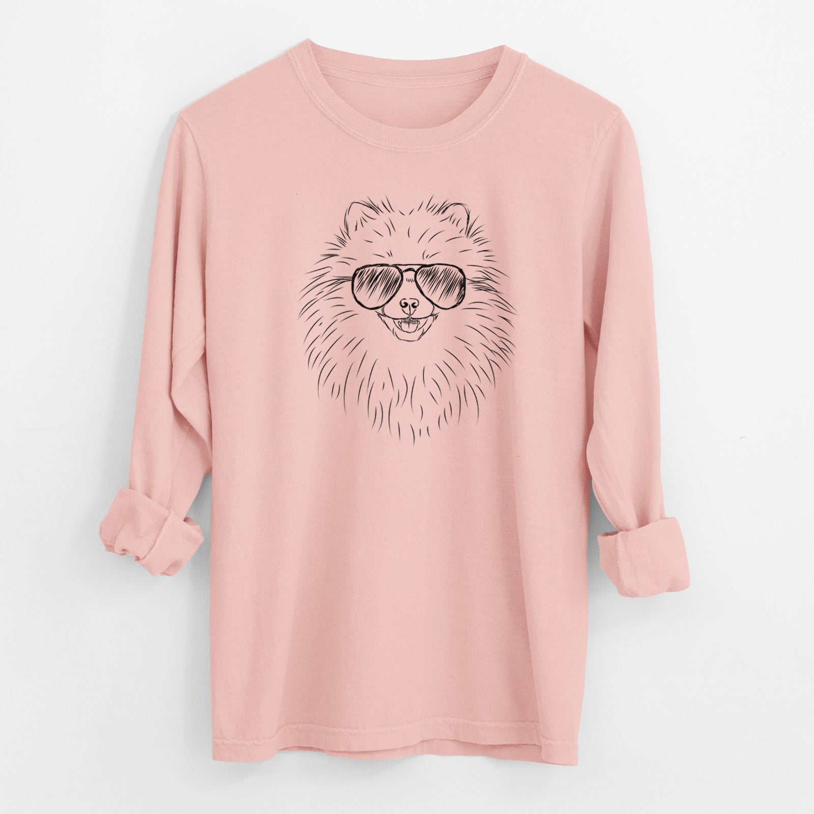 Aviator Finn the Pomeranian - Men's Heavyweight 100% Cotton Long Sleeve