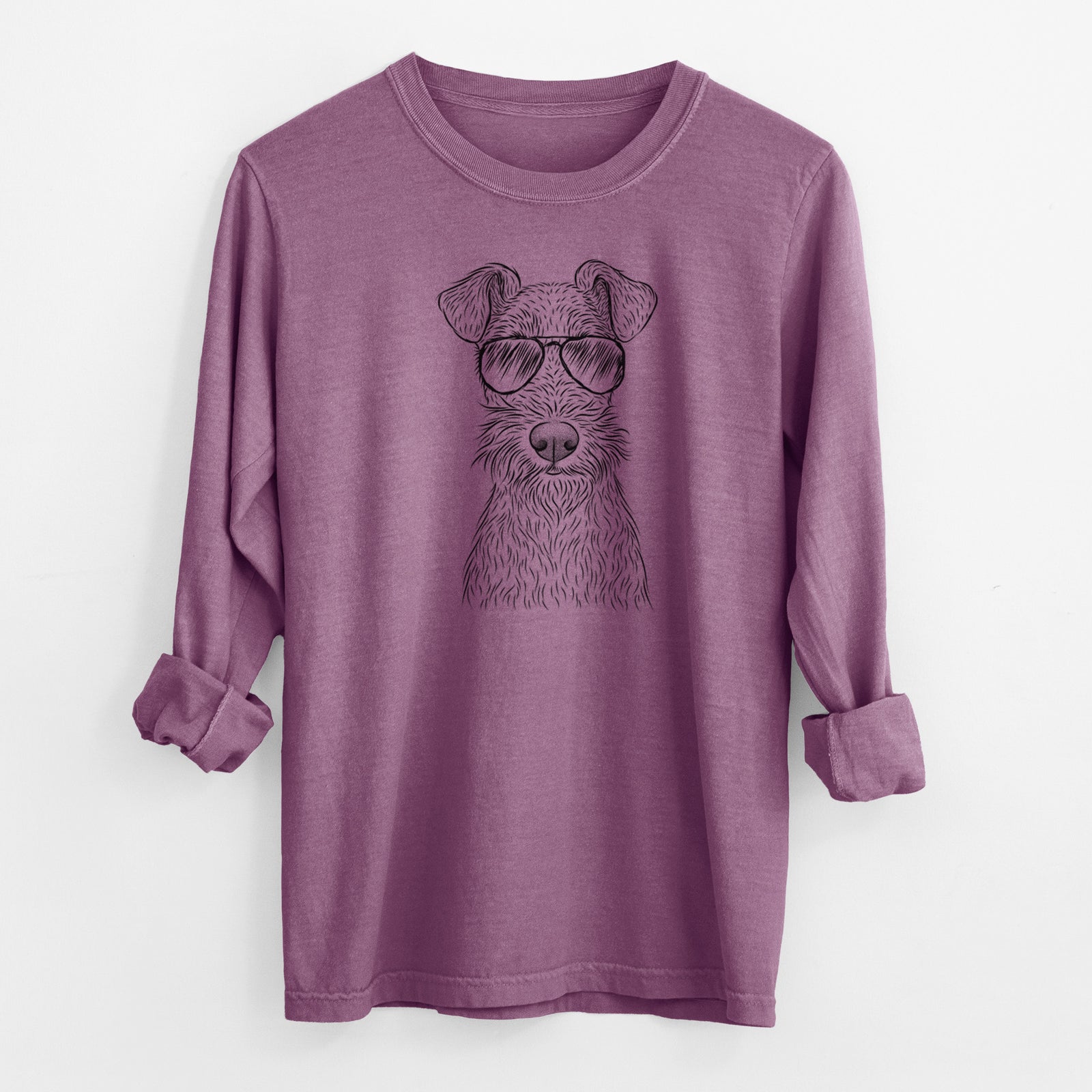 Aviator Fitz the Wire Fox Terrier - Men's Heavyweight 100% Cotton Long Sleeve