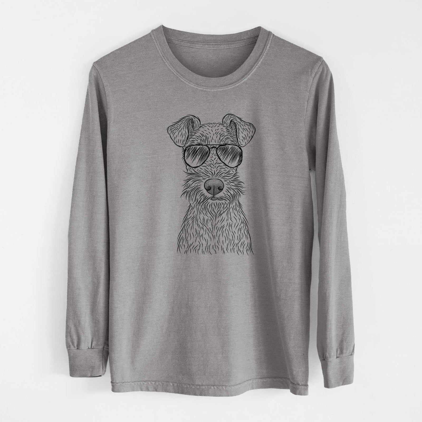 Aviator Fitz the Wire Fox Terrier - Men's Heavyweight 100% Cotton Long Sleeve