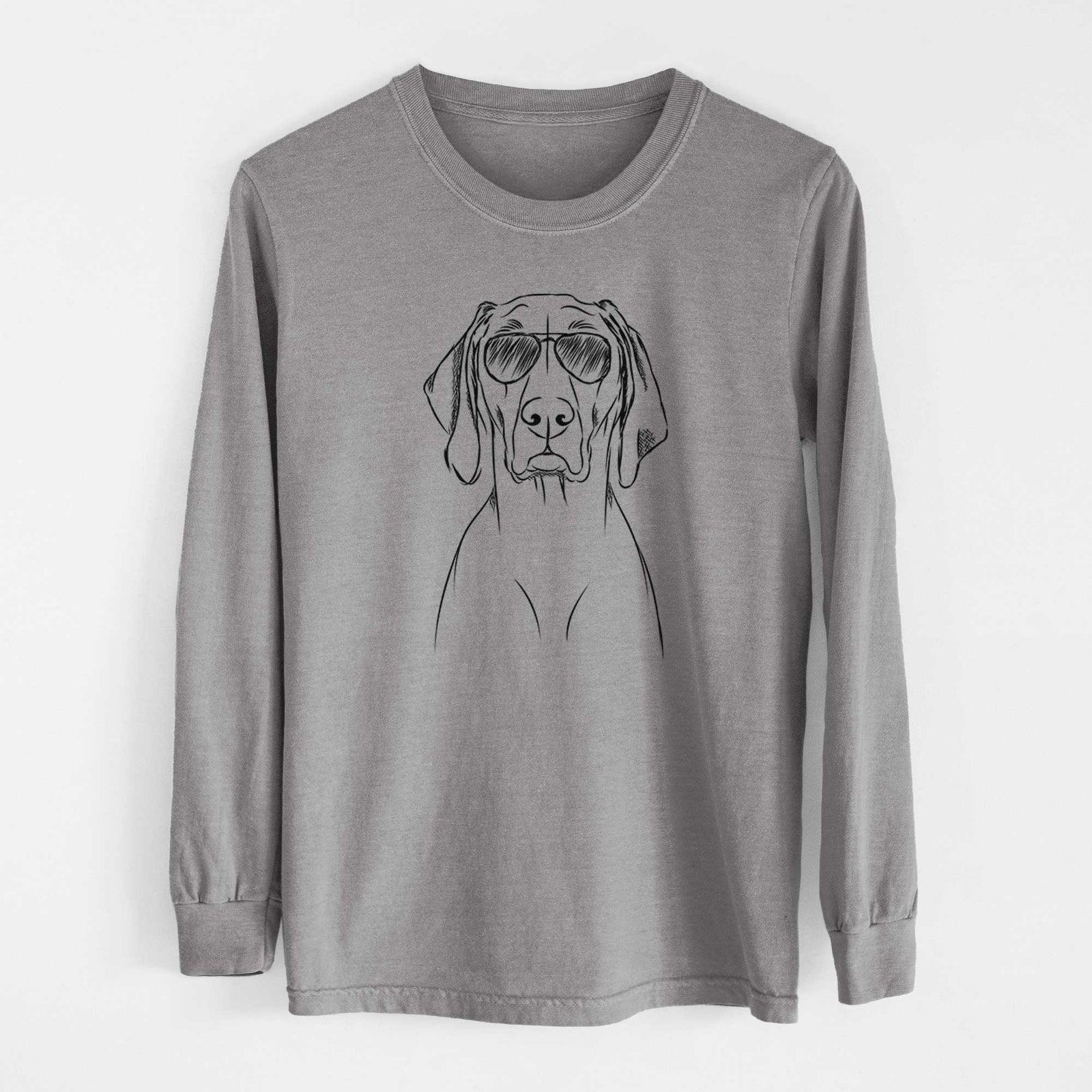 Aviator Flint the Weimaraner - Men's Heavyweight 100% Cotton Long Sleeve