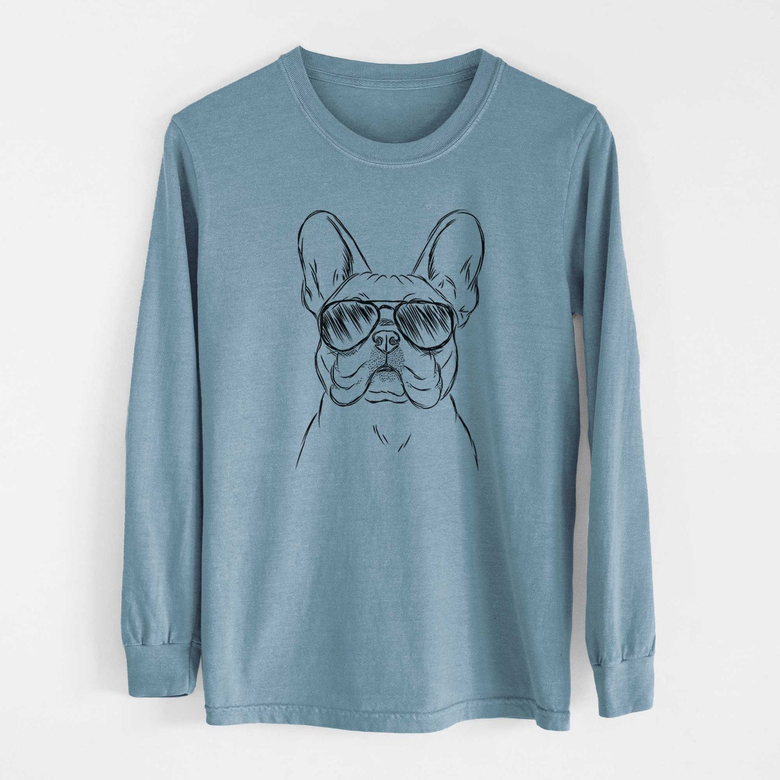 Aviator Franco the French Bulldog - Men's Heavyweight 100% Cotton Long Sleeve