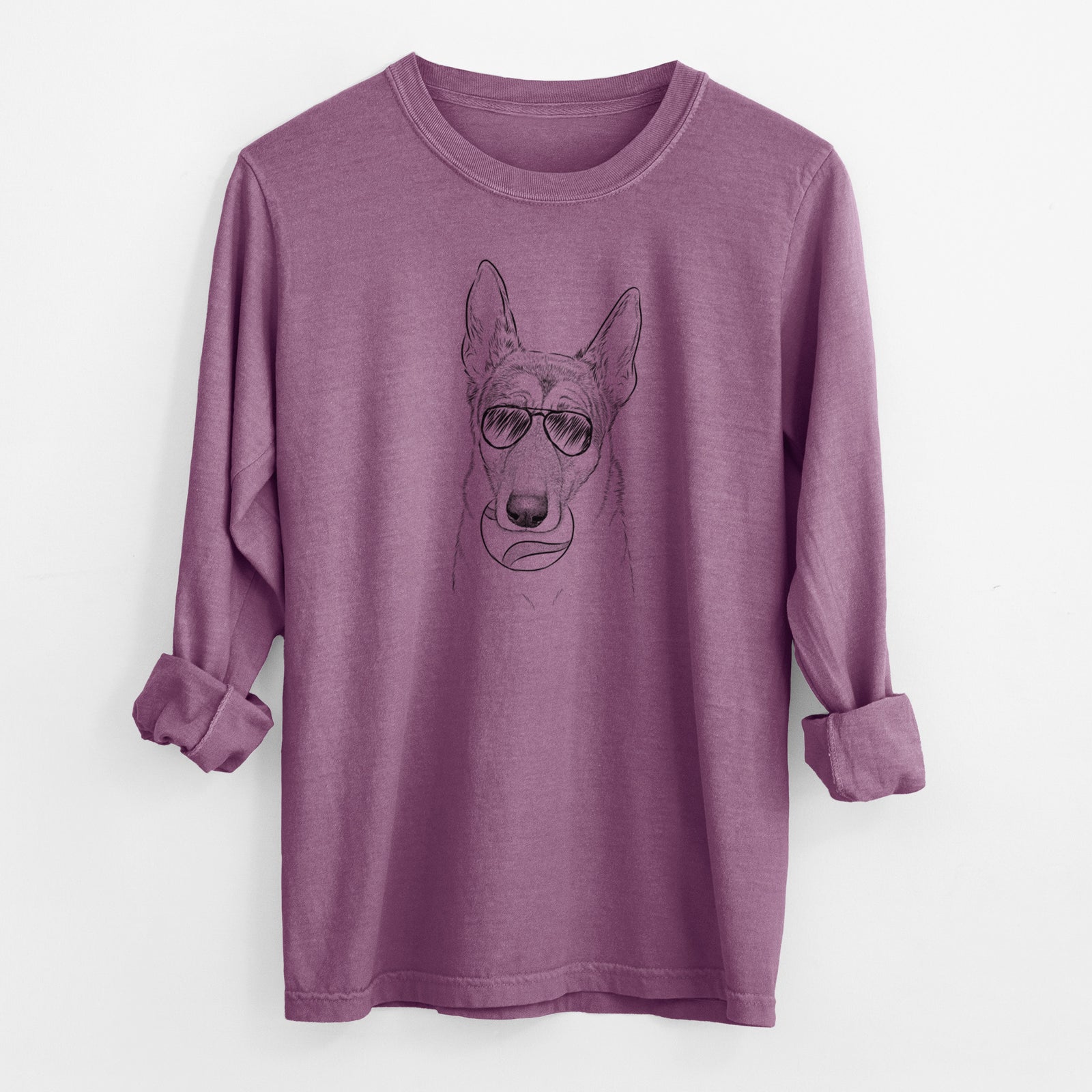 Aviator Greta the German Shepherd - Men's Heavyweight 100% Cotton Long Sleeve
