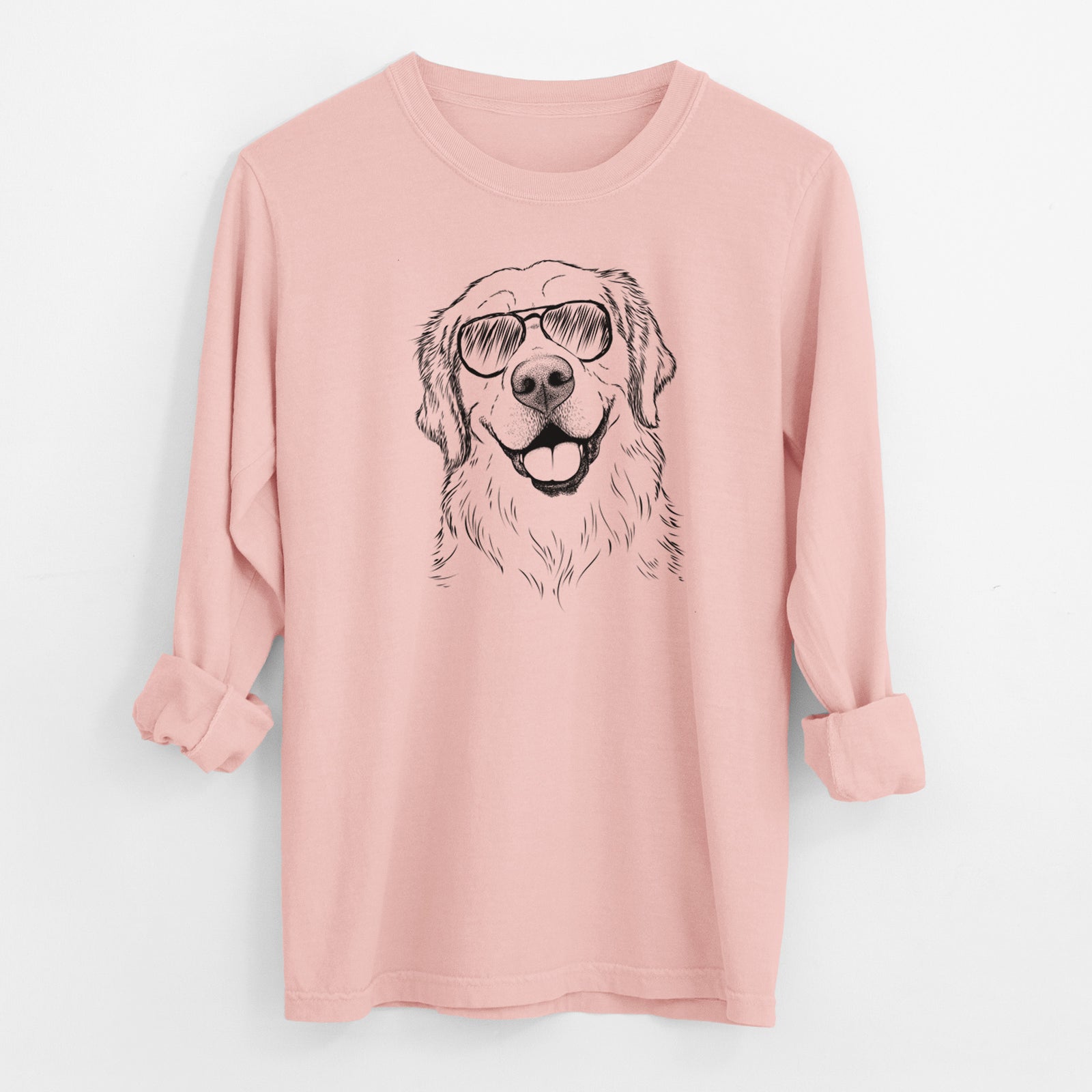 Aviator Griffin the Golden Retriever - Men's Heavyweight 100% Cotton Long Sleeve