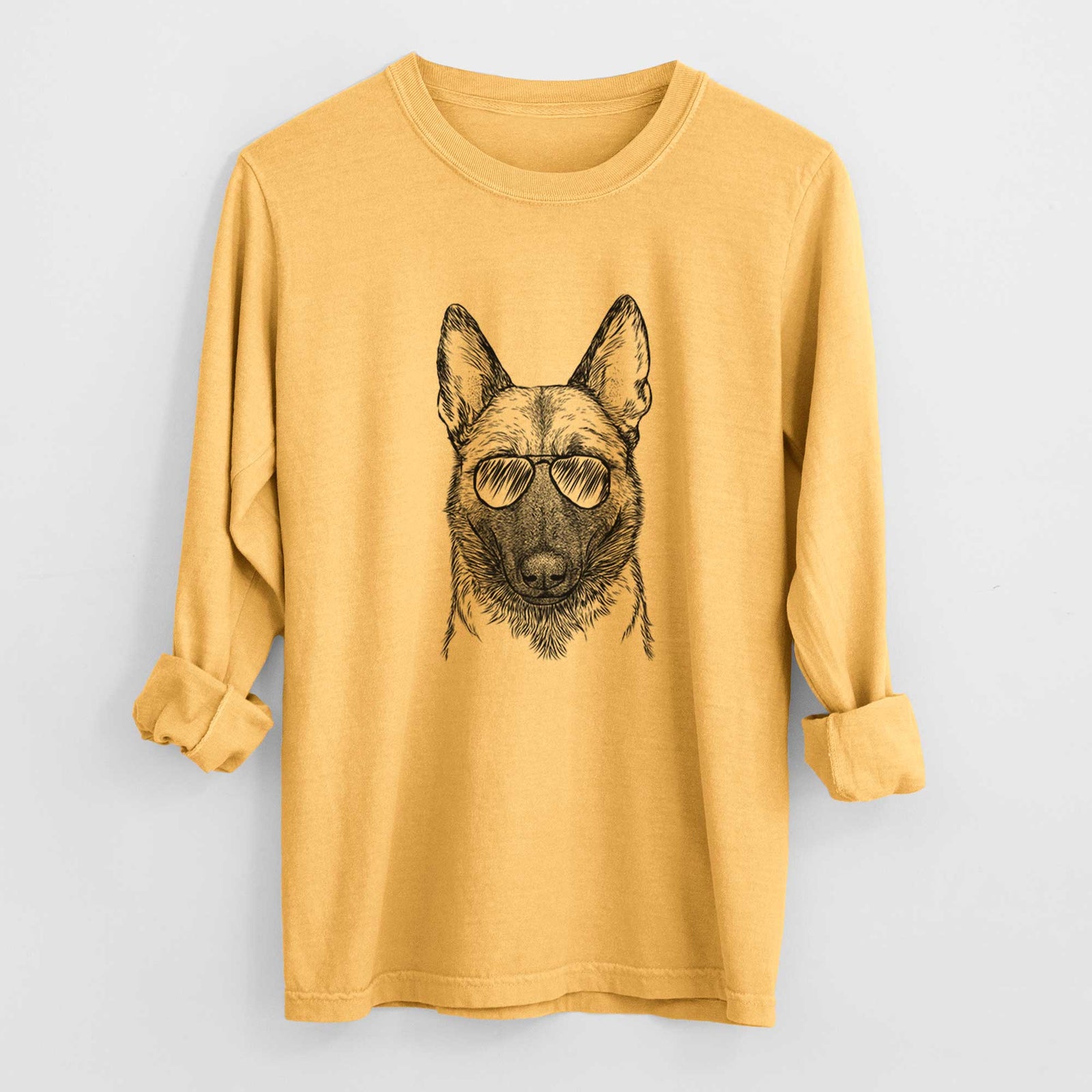 Aviator Gunther the Belgian Malinois - Men's Heavyweight 100% Cotton Long Sleeve