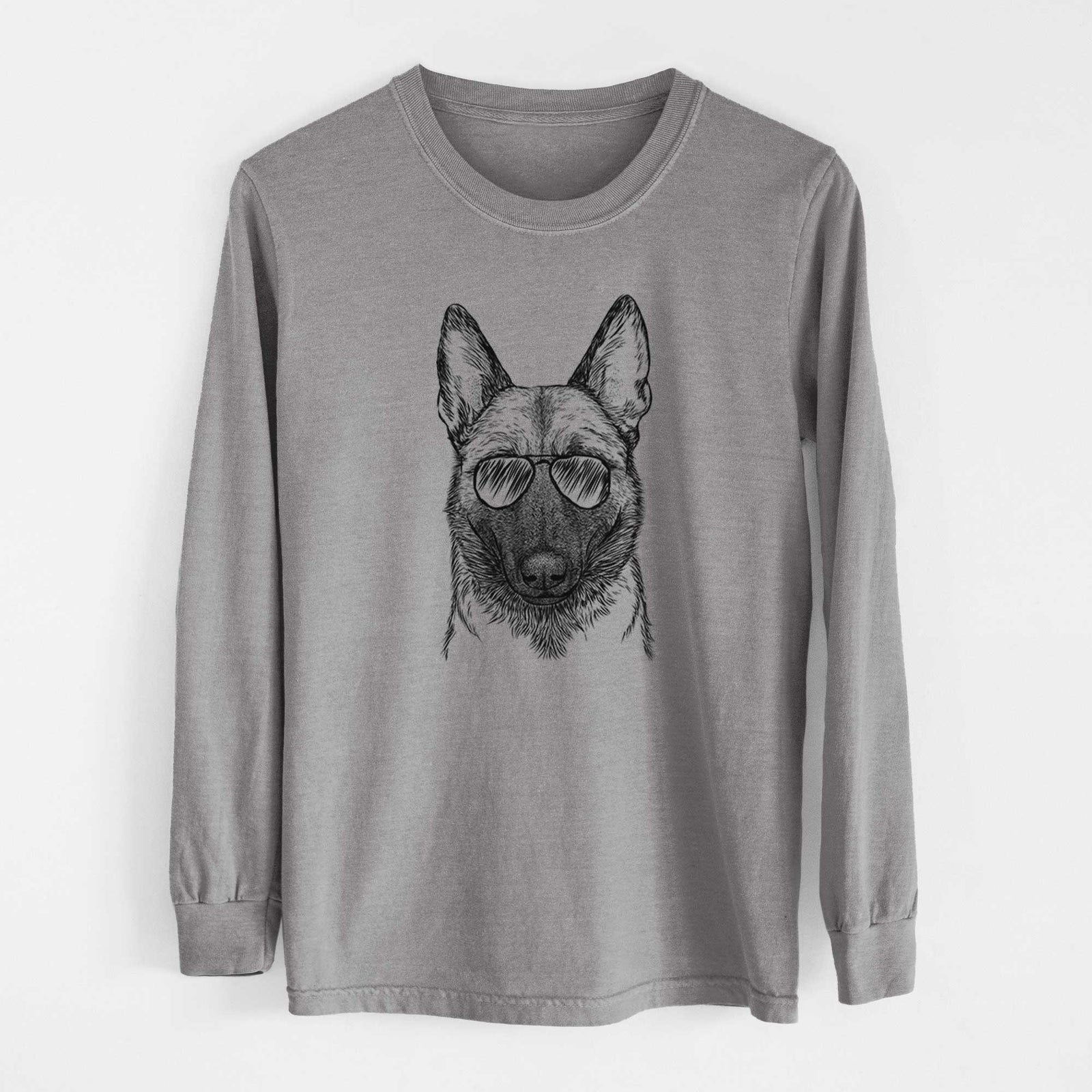Aviator Gunther the Belgian Malinois - Men's Heavyweight 100% Cotton Long Sleeve