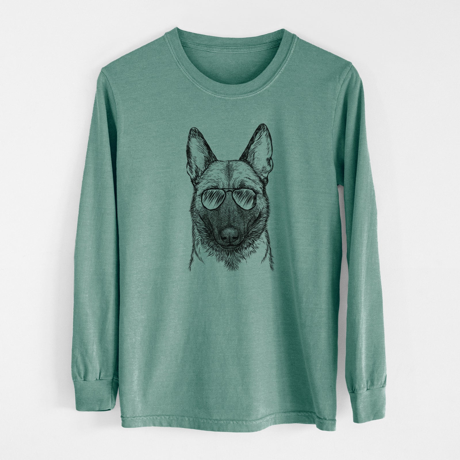 Aviator Gunther the Belgian Malinois - Men's Heavyweight 100% Cotton Long Sleeve