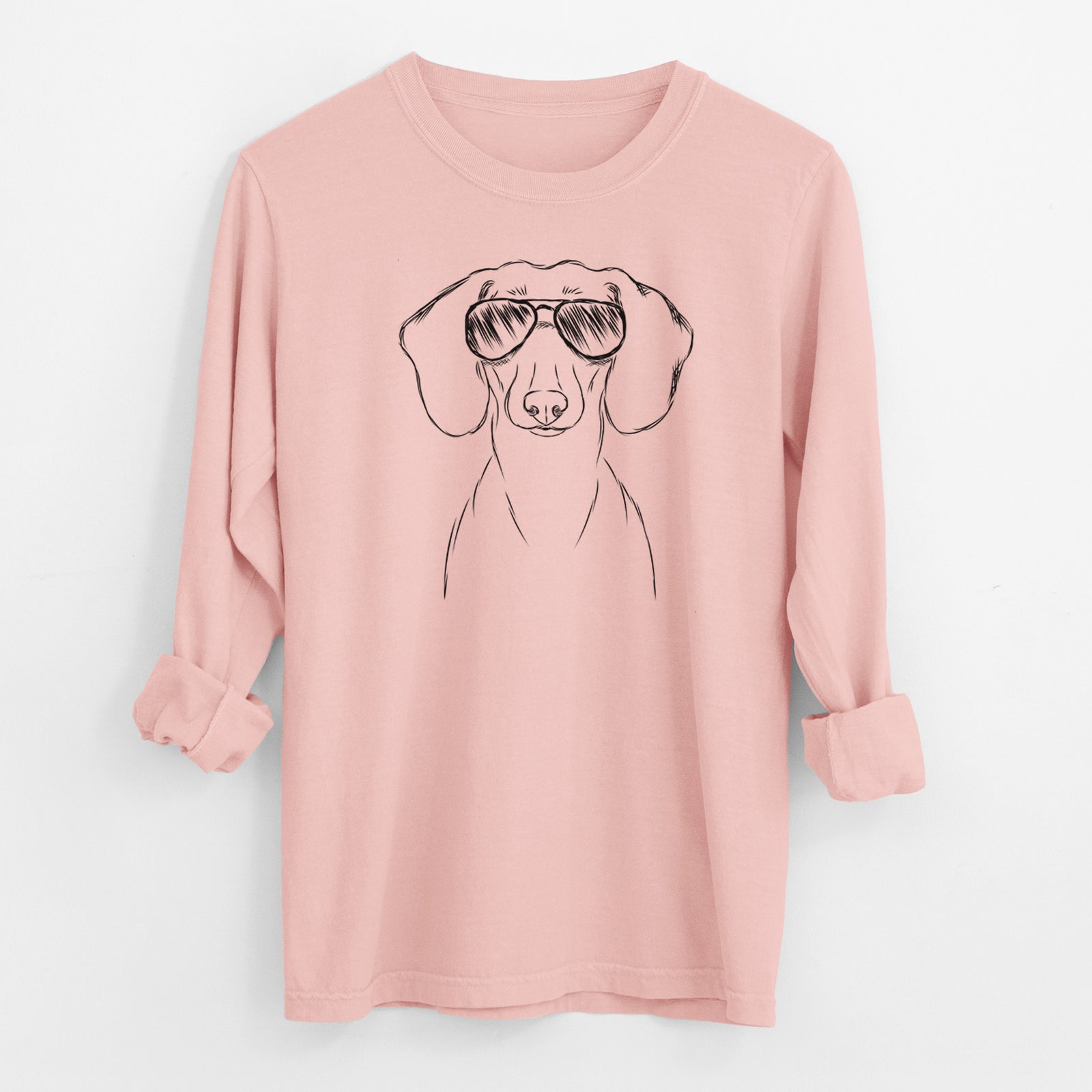 Aviator Hans the Dachshund - Men's Heavyweight 100% Cotton Long Sleeve