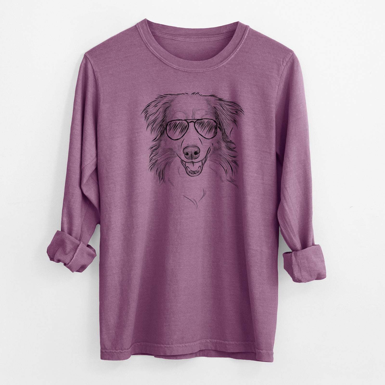 Aviator Hattie the Australian Shepherd - Men's Heavyweight 100% Cotton Long Sleeve